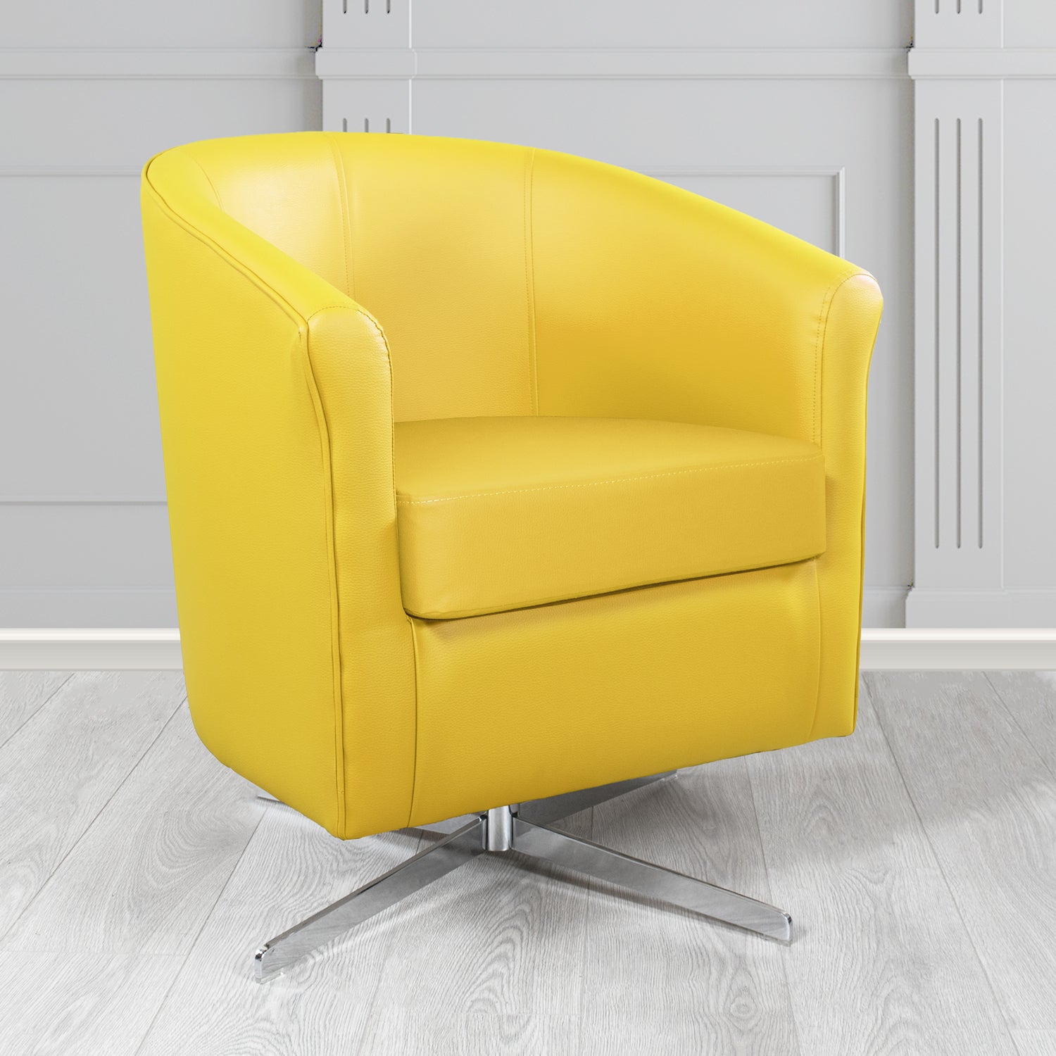 Cannes Swivel Tub Chair in Chieftain Fabrics Just Colour Crib 5 Faux Leather