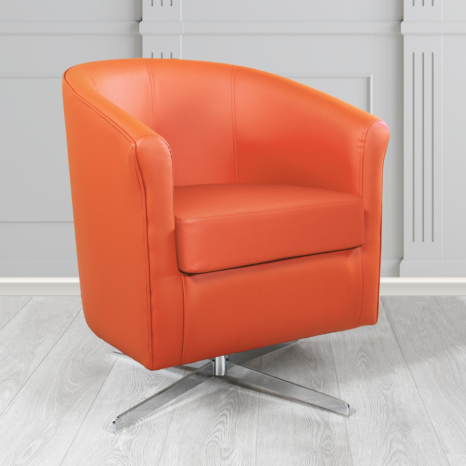 Cannes Swivel Tub Chair in Chieftain Fabrics Just Colour Crib 5 Faux Leather