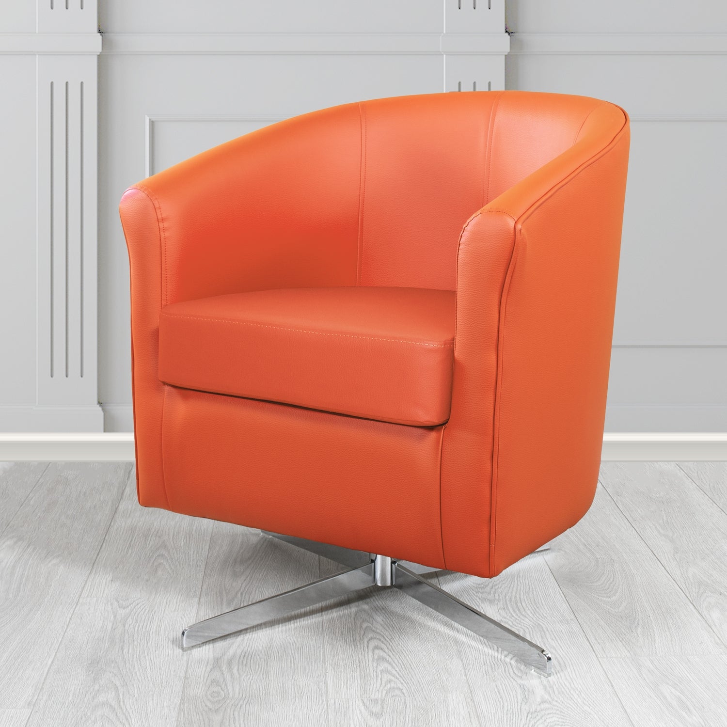 Cannes Swivel Tub Chair in Chieftain Fabrics Just Colour Crib 5 Faux Leather