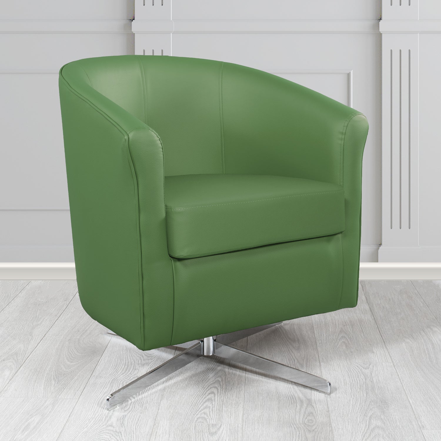 Cannes Swivel Tub Chair in Chieftain Fabrics Just Colour Crib 5 Faux Leather