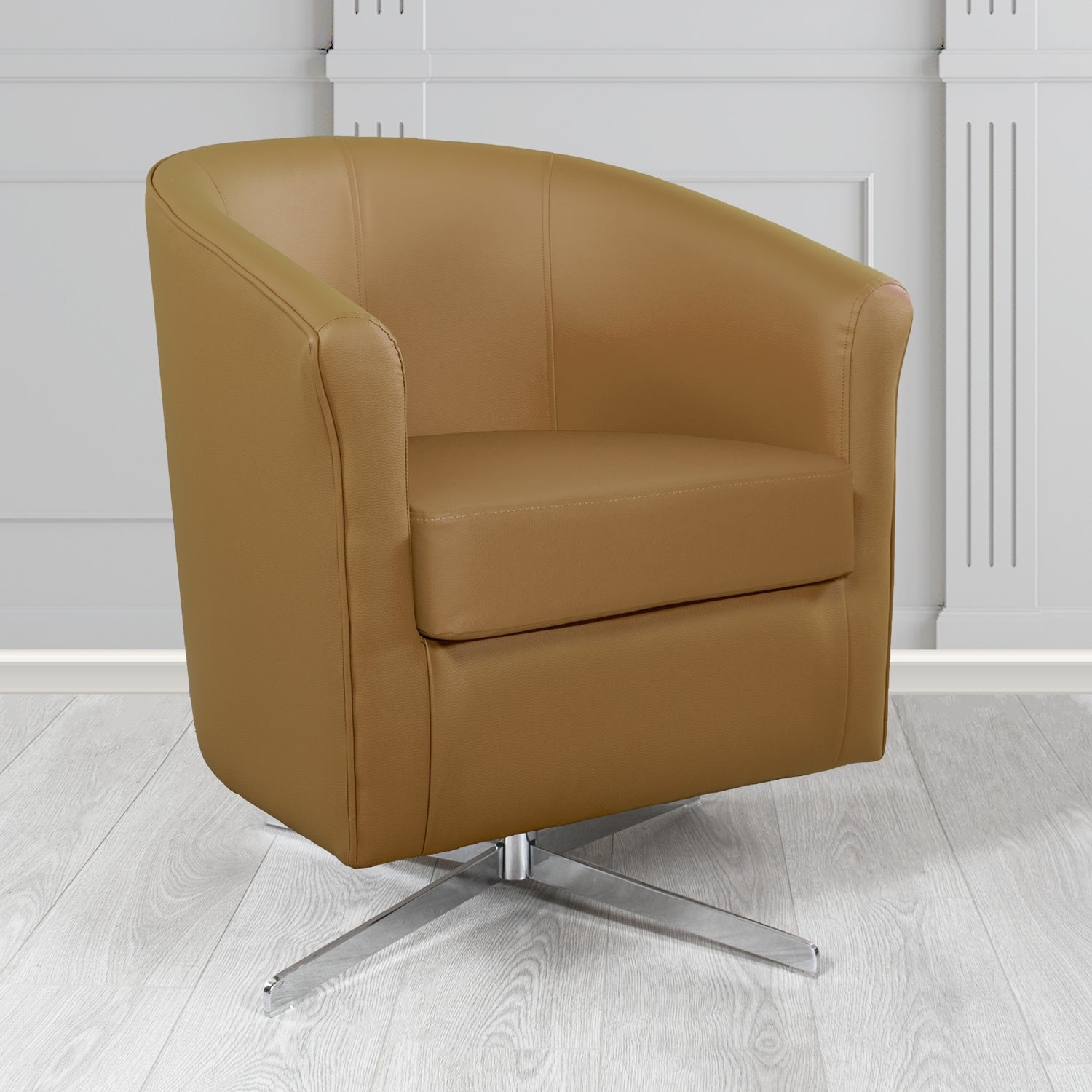 Cannes Swivel Tub Chair in Chieftain Fabrics Just Colour Crib 5 Faux Leather