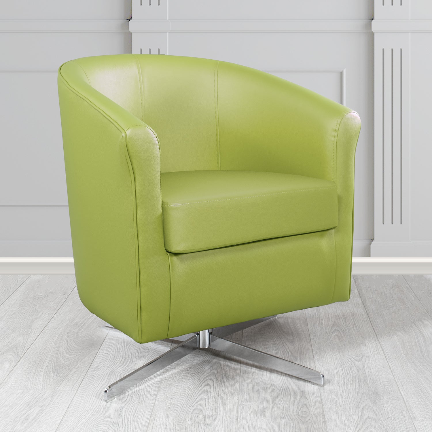 Cannes Swivel Tub Chair in Chieftain Fabrics Just Colour Crib 5 Faux Leather