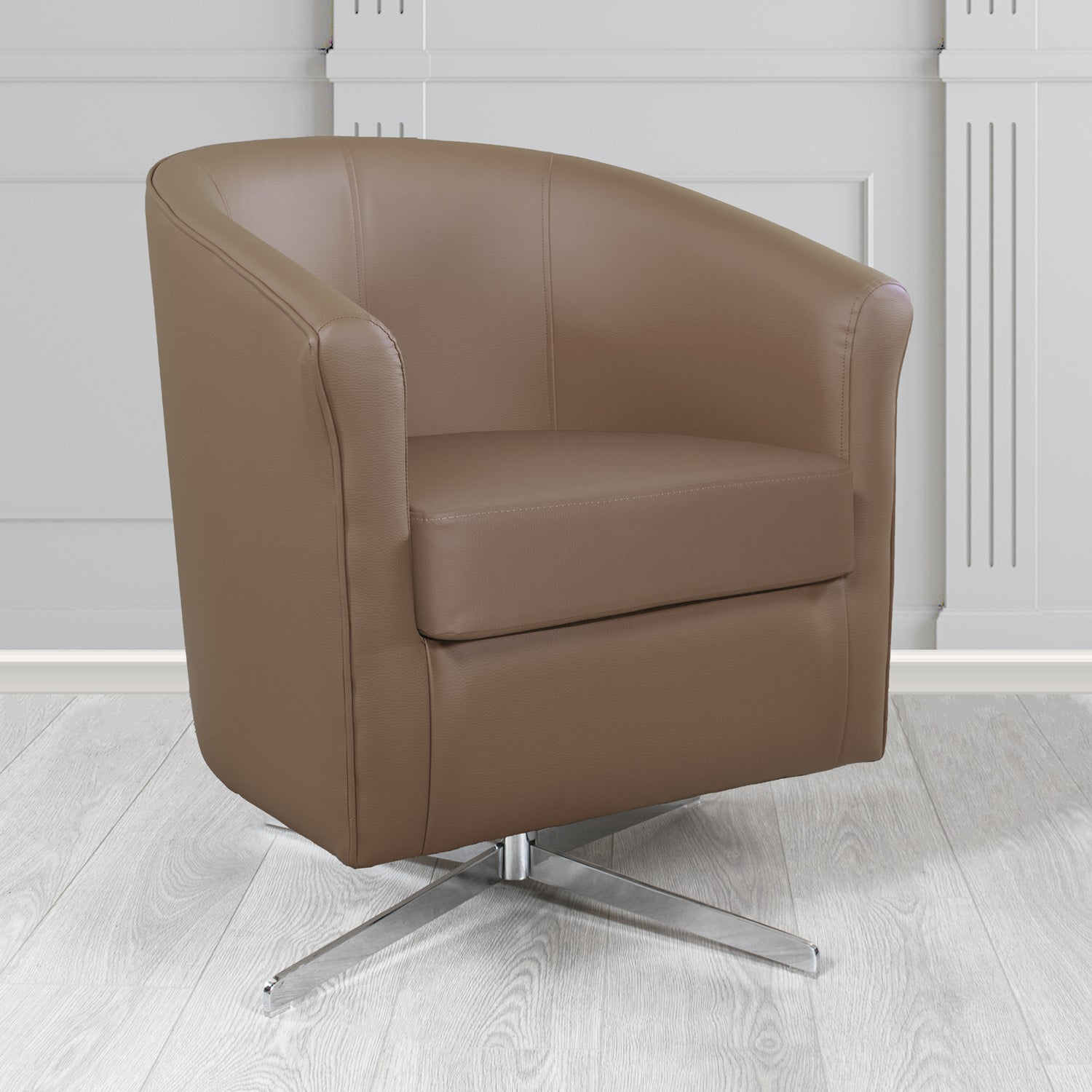 Cannes Swivel Tub Chair in Chieftain Fabrics Just Colour Crib 5 Faux Leather