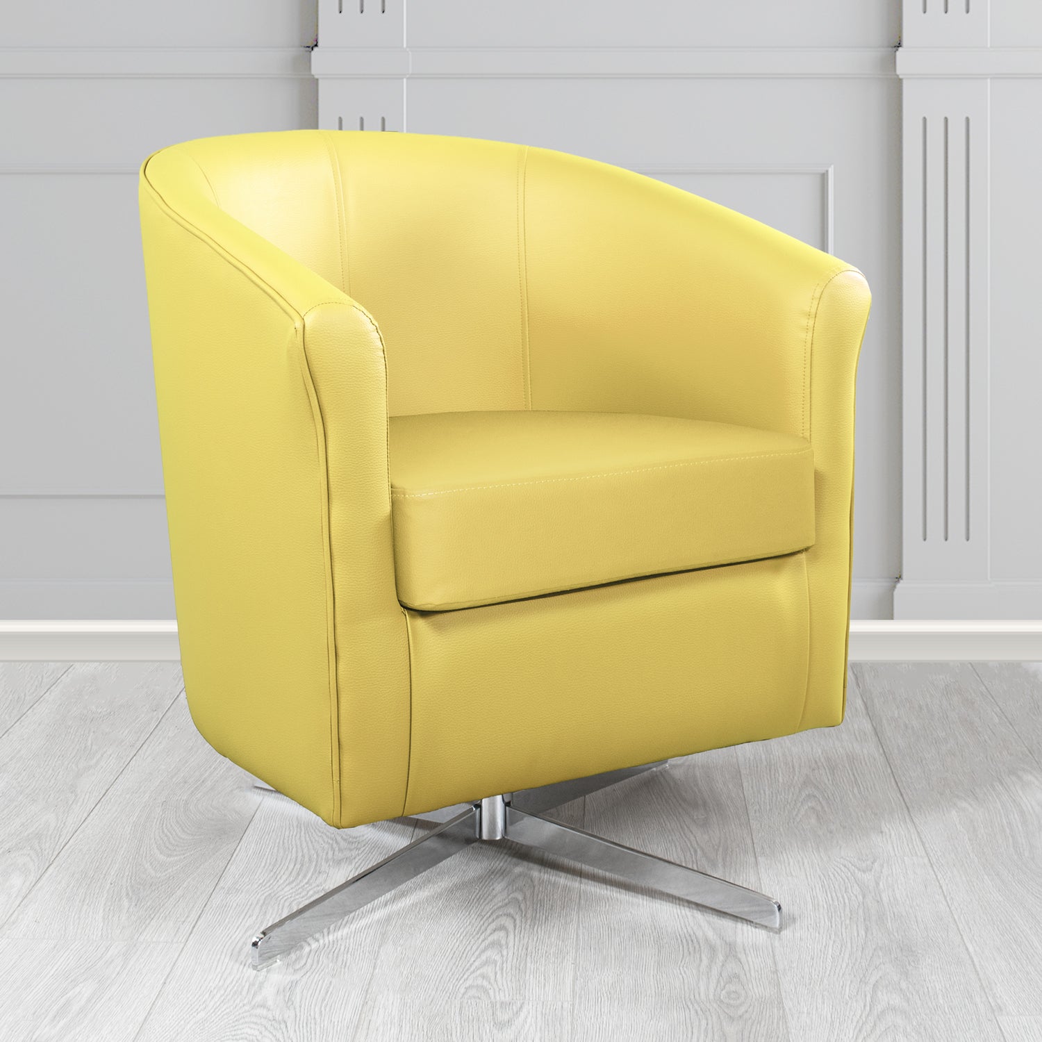 Cannes Swivel Tub Chair in Chieftain Fabrics Just Colour Crib 5 Faux Leather