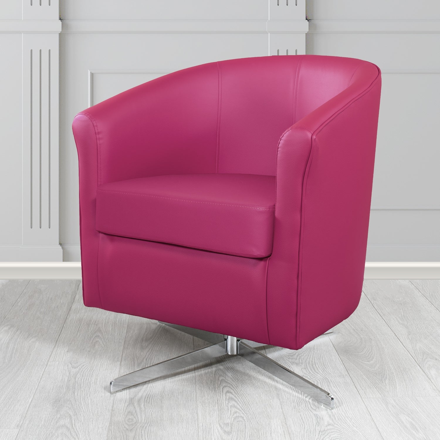 Cannes Swivel Tub Chair in Chieftain Fabrics Just Colour Crib 5 Faux Leather