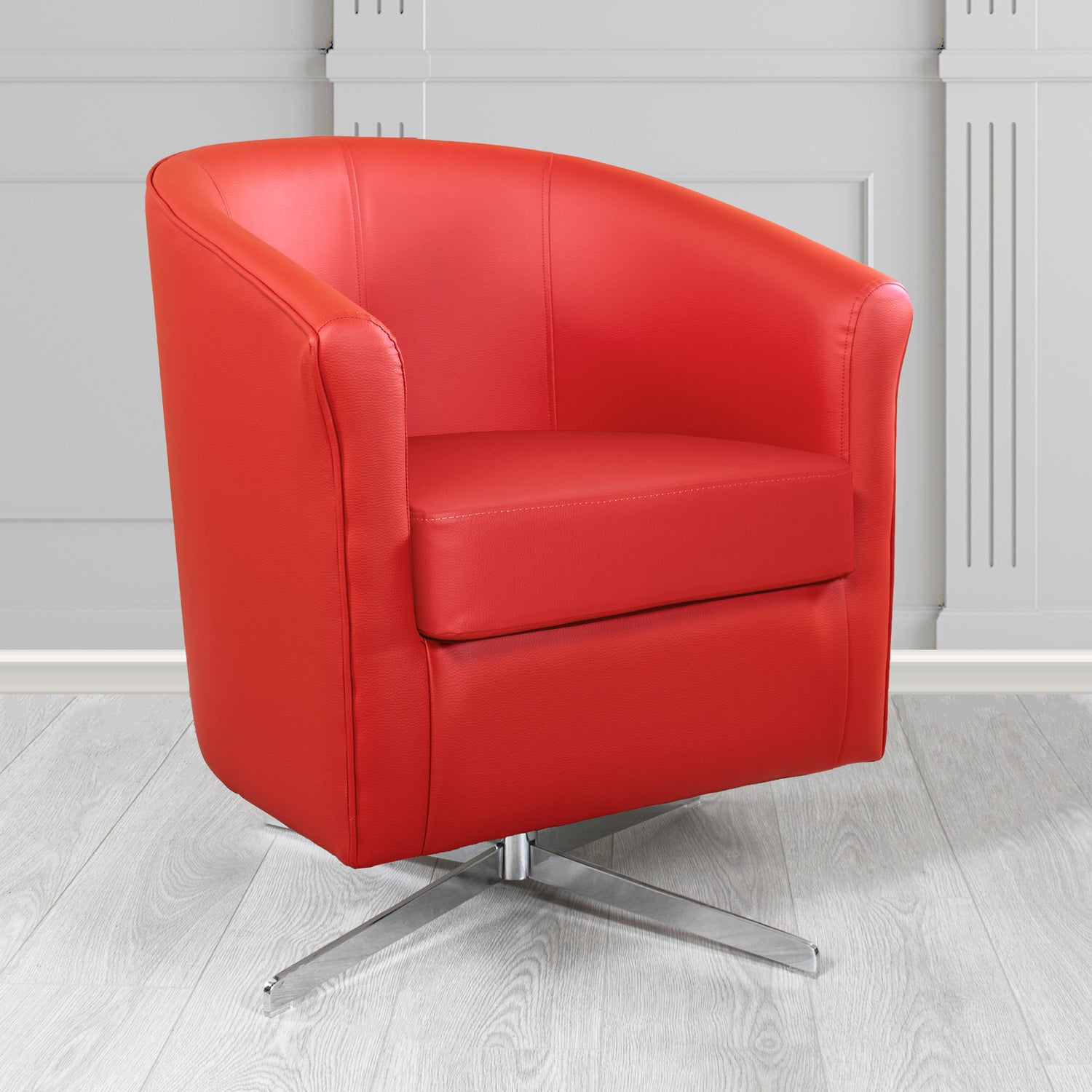 Cannes Swivel Tub Chair in Chieftain Fabrics Just Colour Crib 5 Faux Leather