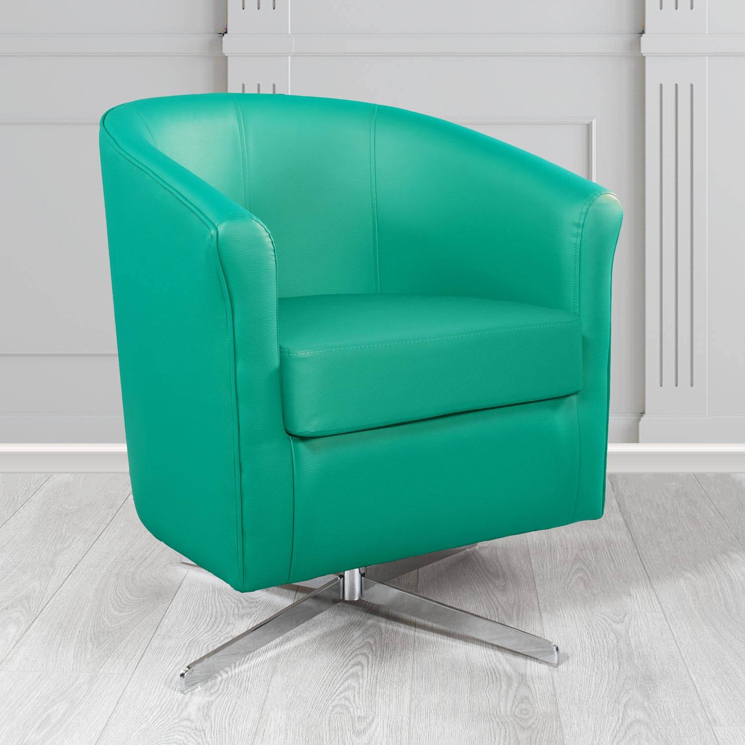 Cannes Swivel Tub Chair in Chieftain Fabrics Just Colour Crib 5 Faux Leather