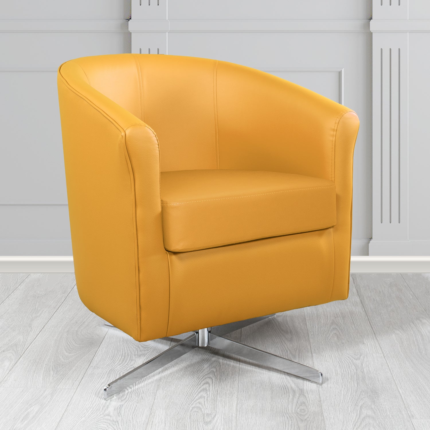 Cannes Swivel Tub Chair in Chieftain Fabrics Just Colour Crib 5 Faux Leather