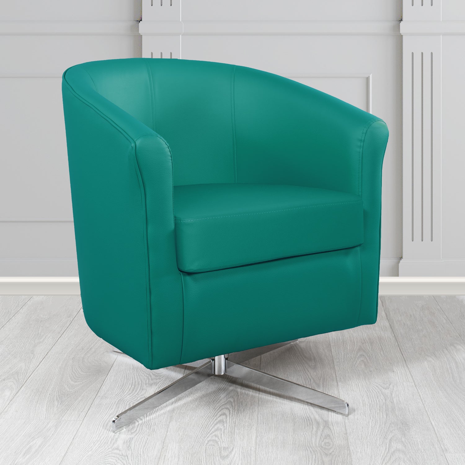 Cannes Swivel Tub Chair in Chieftain Fabrics Just Colour Crib 5 Faux Leather