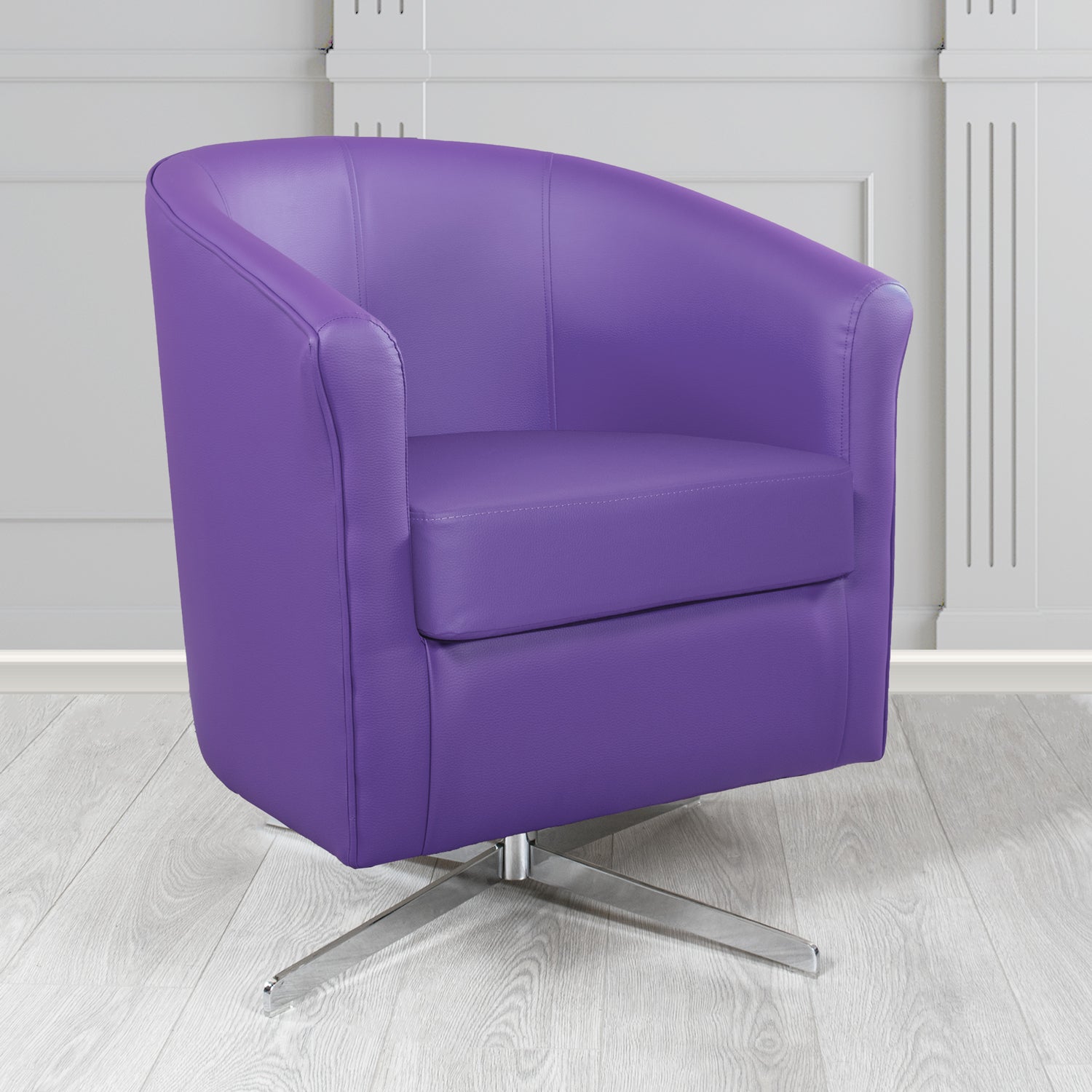 Cannes Swivel Tub Chair in Chieftain Fabrics Just Colour Crib 5 Faux Leather