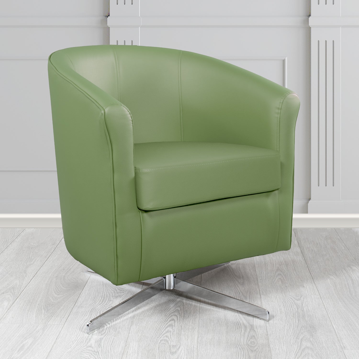 Cannes Swivel Tub Chair in Chieftain Fabrics Just Colour Crib 5 Faux Leather