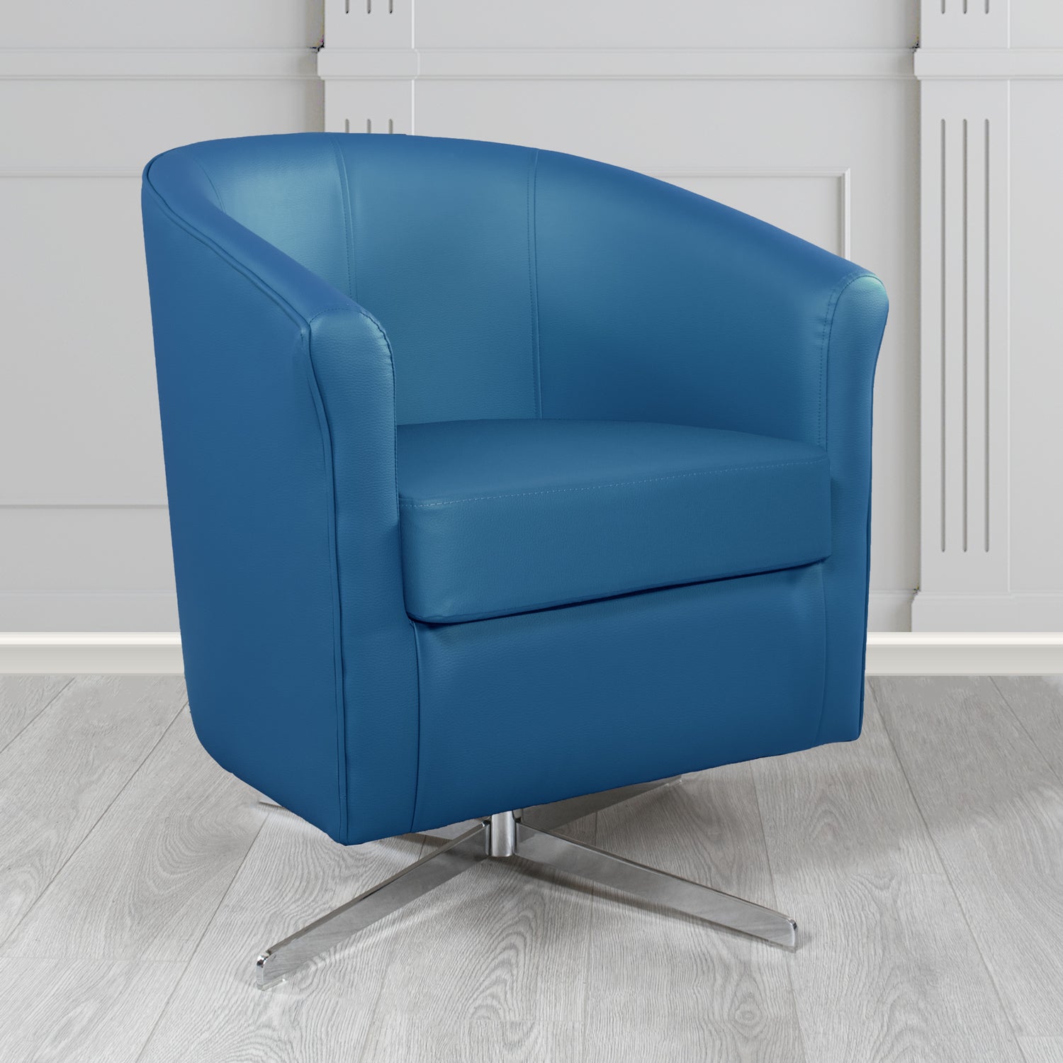 Cannes Swivel Tub Chair in Madrid Royal Faux Leather - The Tub Chair Shop