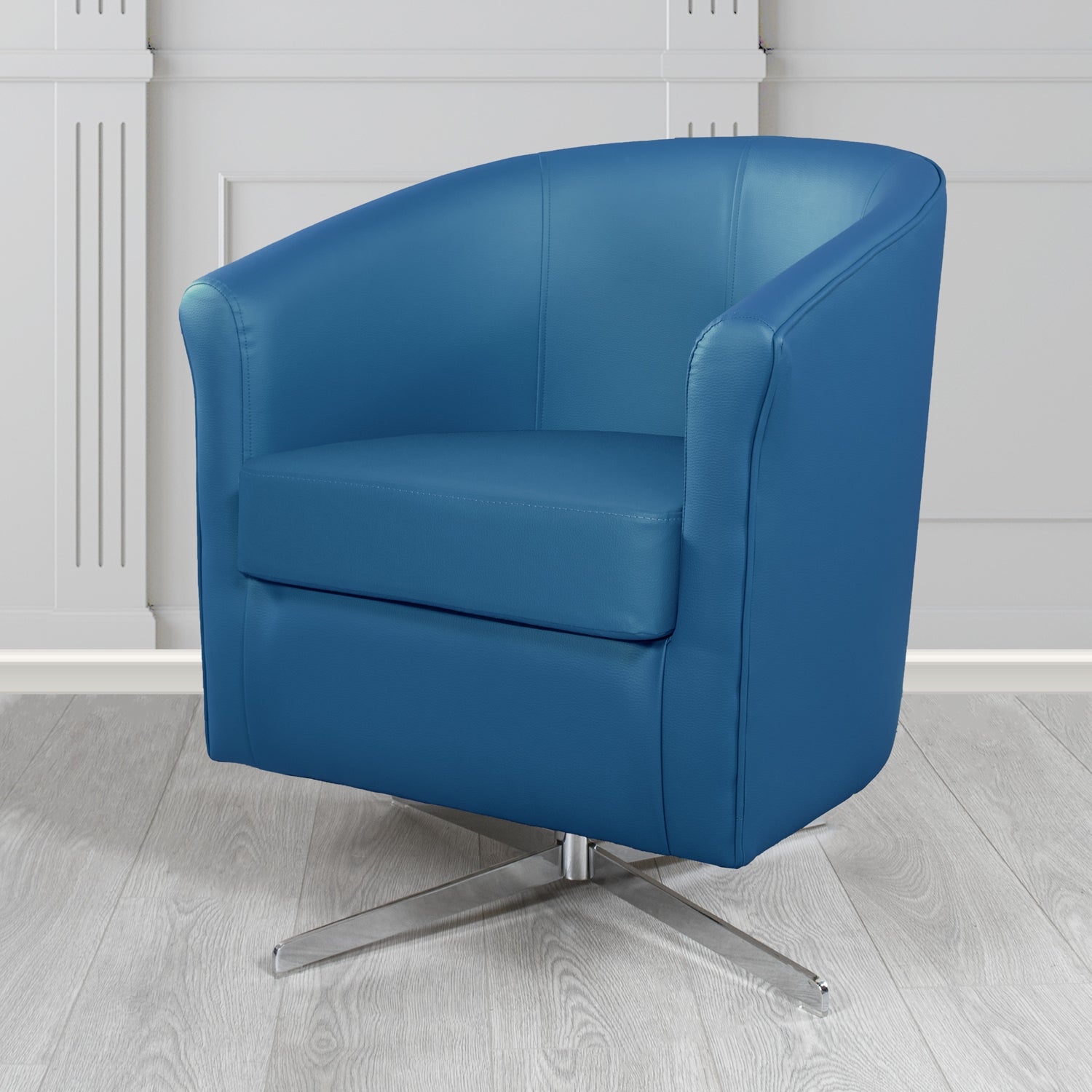 Cannes Swivel Tub Chair in Madrid Royal Faux Leather - The Tub Chair Shop