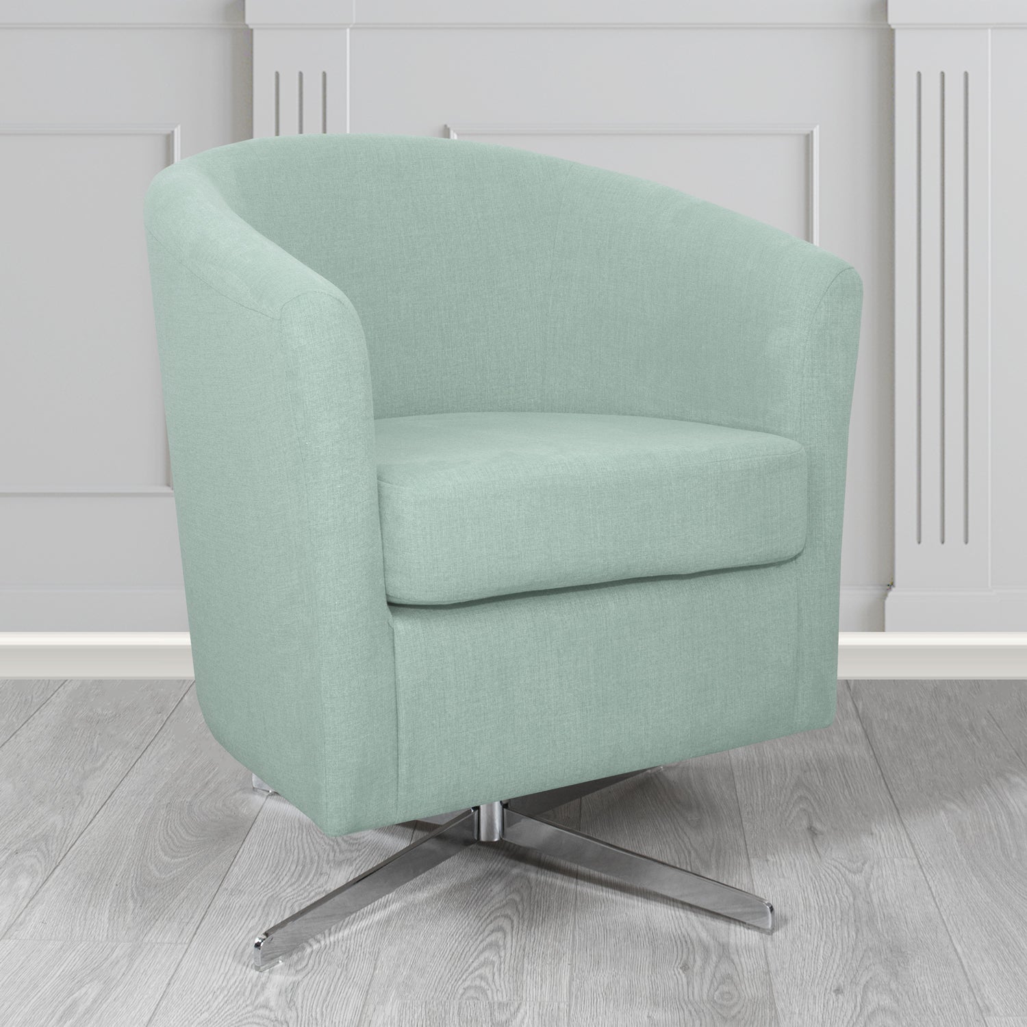 Cannes Swivel Tub Chair in Cristina Marrone Moda Linen Crib 5 Fabric