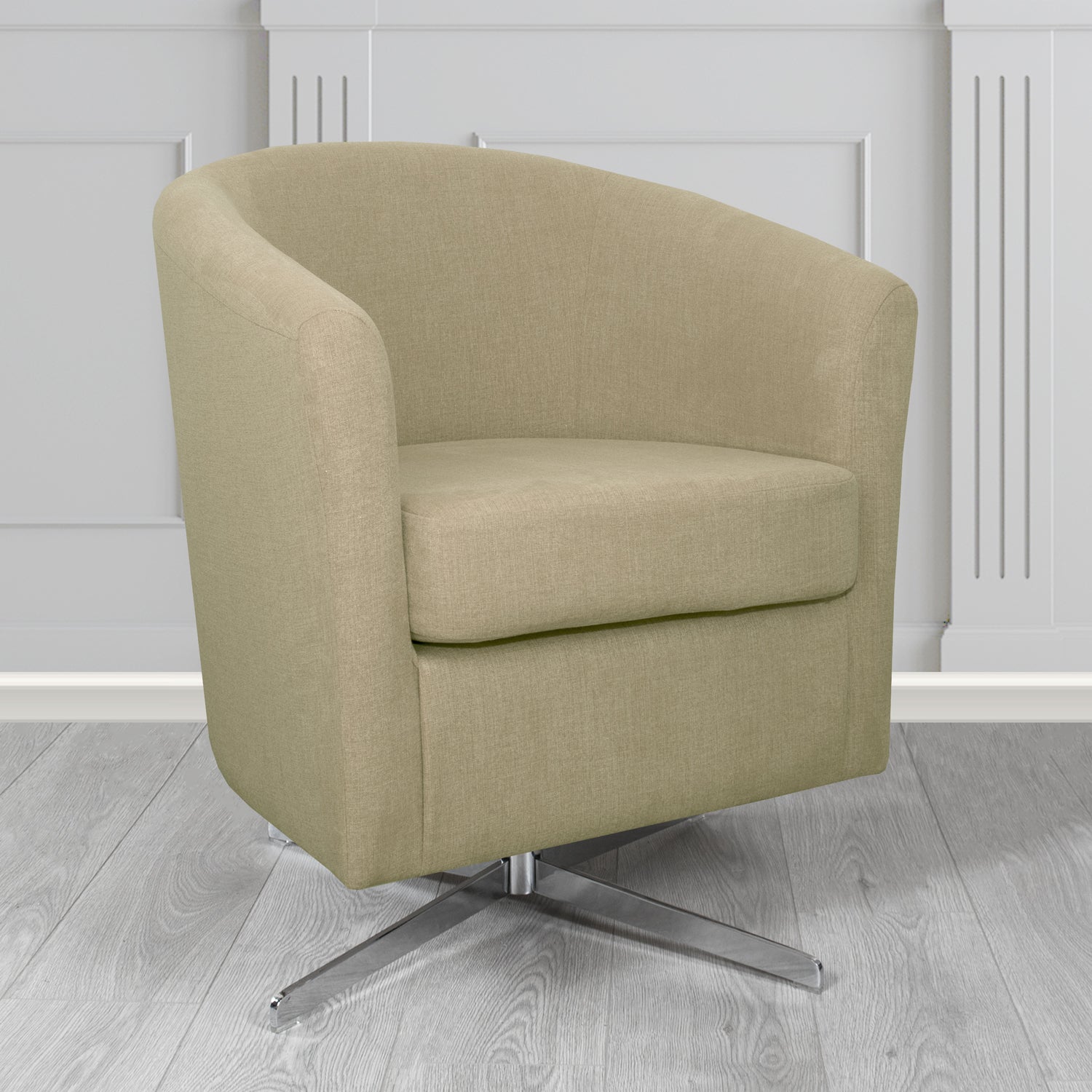 Cannes Swivel Tub Chair in Cristina Marrone Moda Linen Crib 5 Fabric