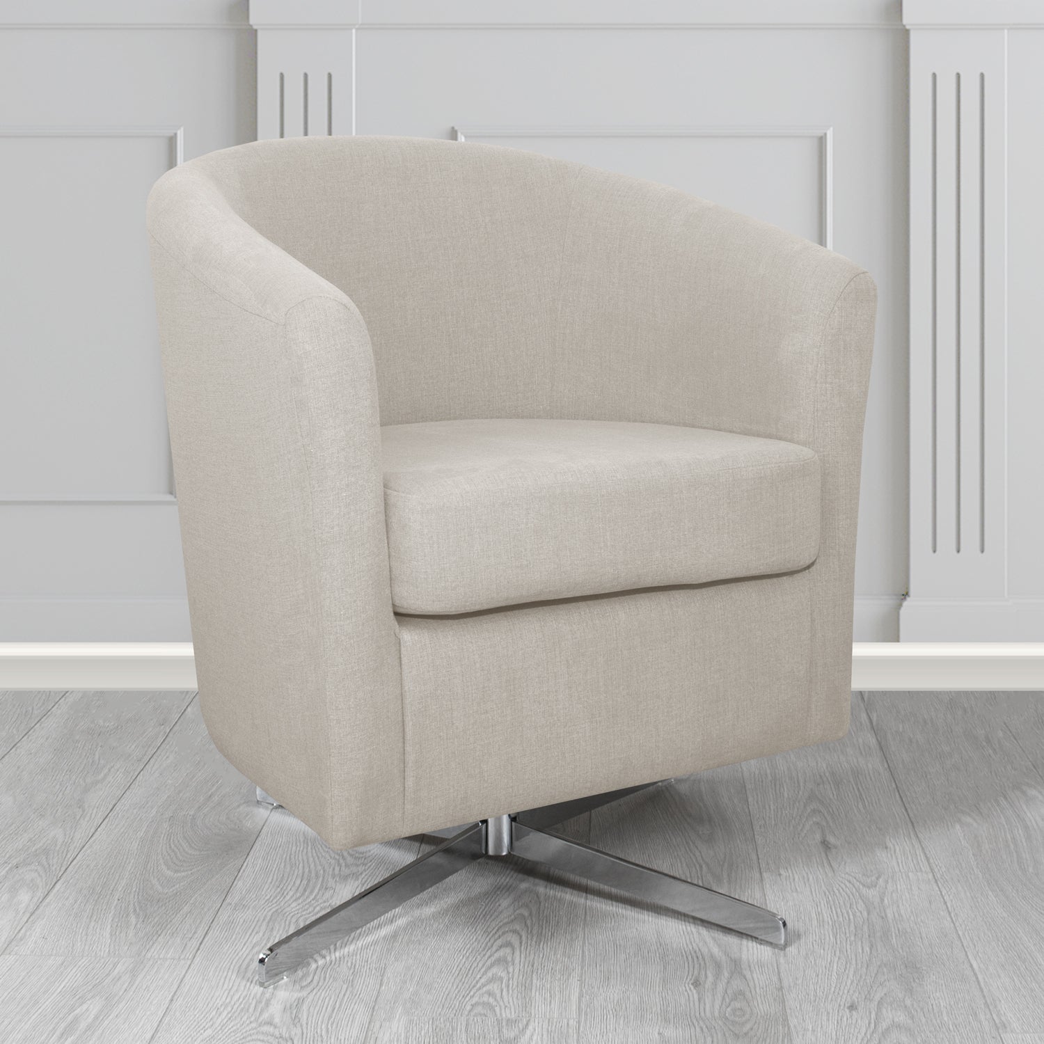 Cannes Swivel Tub Chair in Cristina Marrone Moda Linen Crib 5 Fabric