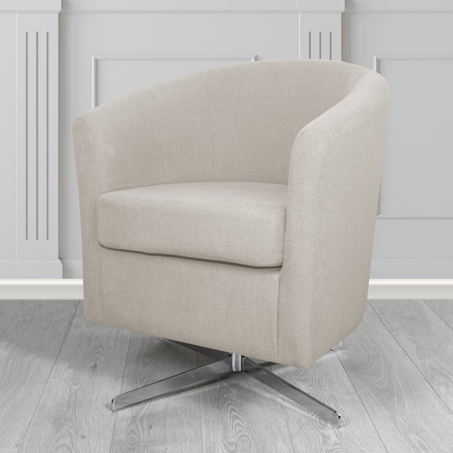 Cannes Swivel Tub Chair in Cristina Marrone Moda Linen Crib 5 Fabric