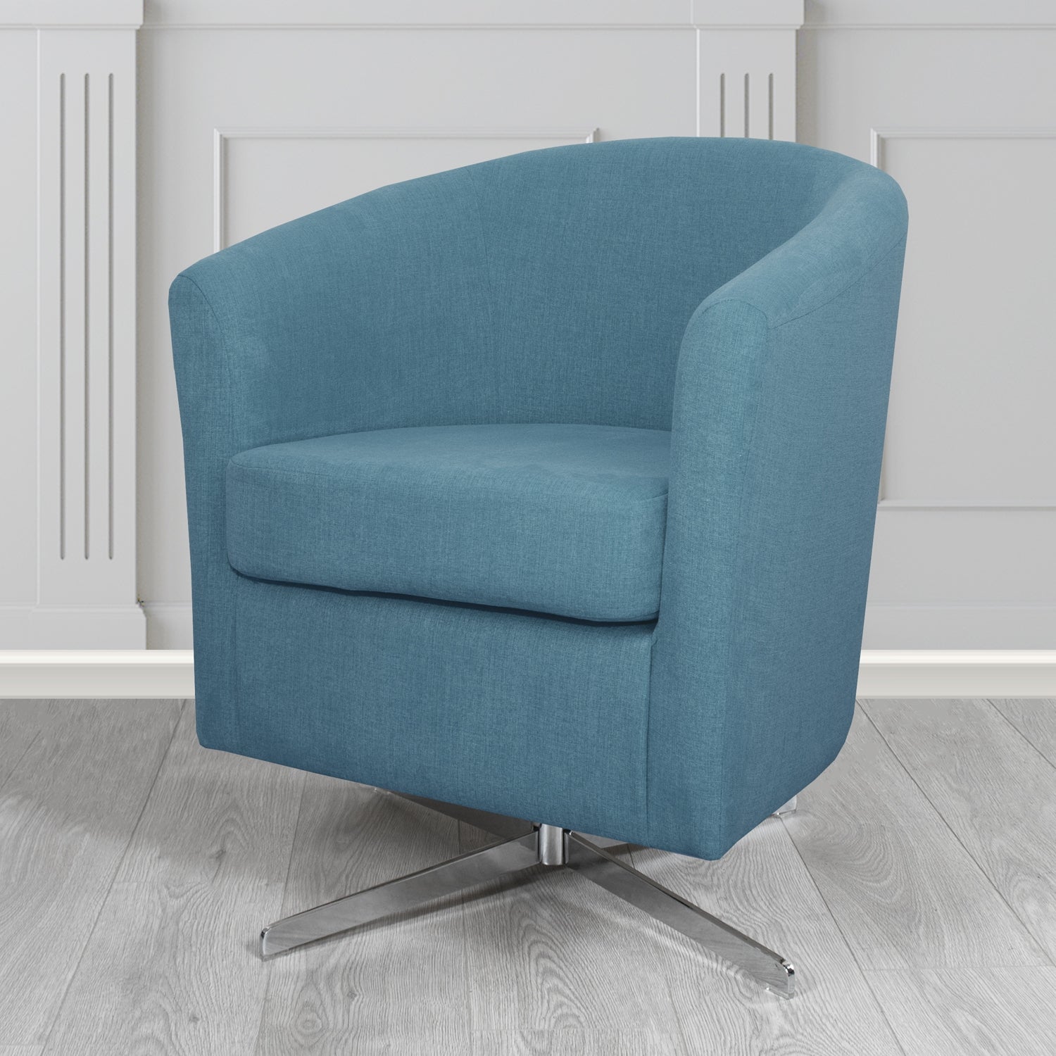 Cannes Swivel Tub Chair in Cristina Marrone Moda Linen Crib 5 Fabric