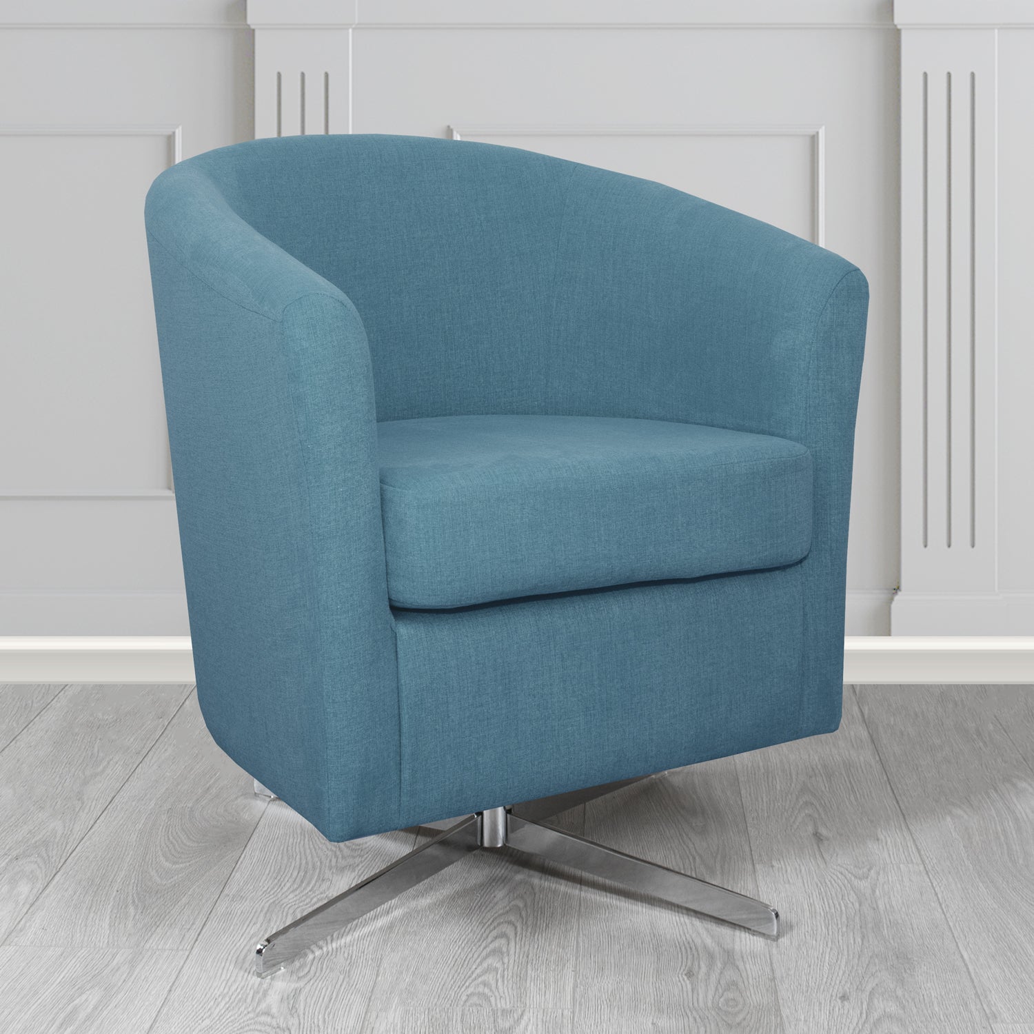Cannes Swivel Tub Chair in Cristina Marrone Moda Linen Crib 5 Fabric