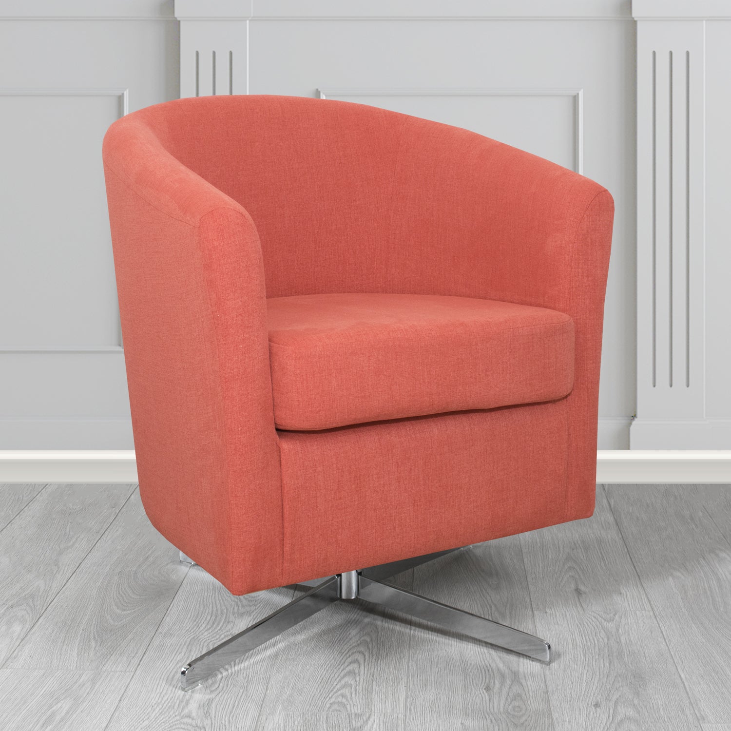 Cannes Swivel Tub Chair in Cristina Marrone Moda Linen Crib 5 Fabric