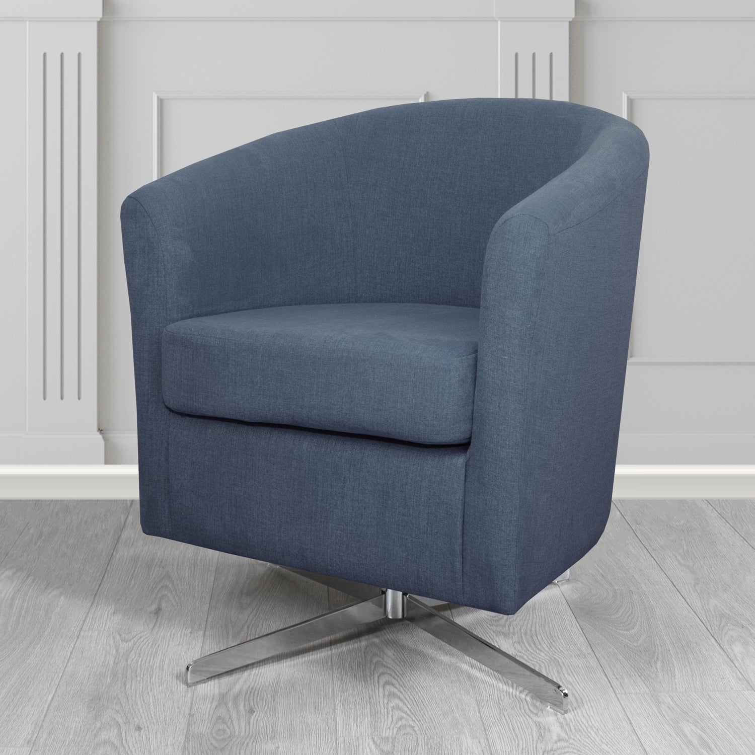 Cannes Swivel Tub Chair in Cristina Marrone Moda Linen Crib 5 Fabric