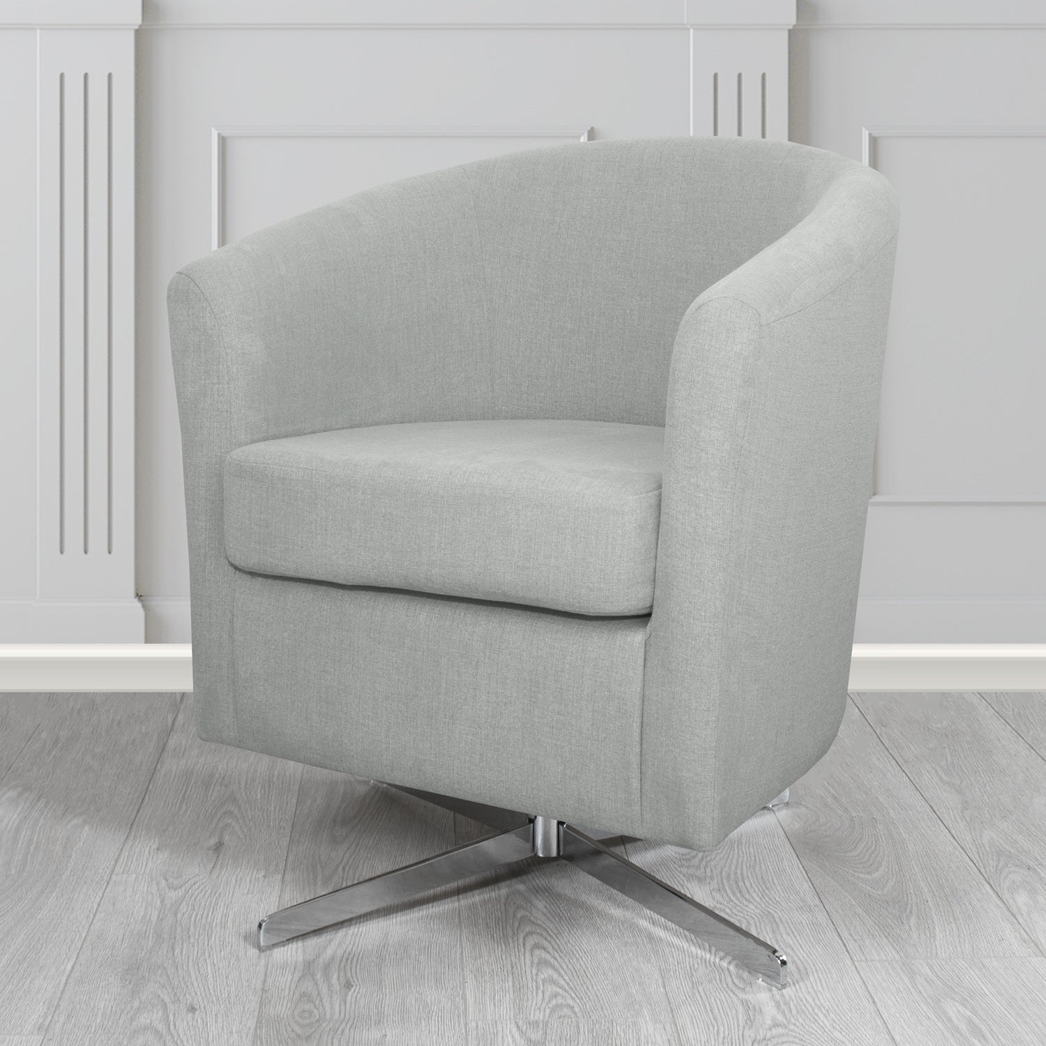 Cannes Swivel Tub Chair in Cristina Marrone Moda Linen Crib 5 Fabric