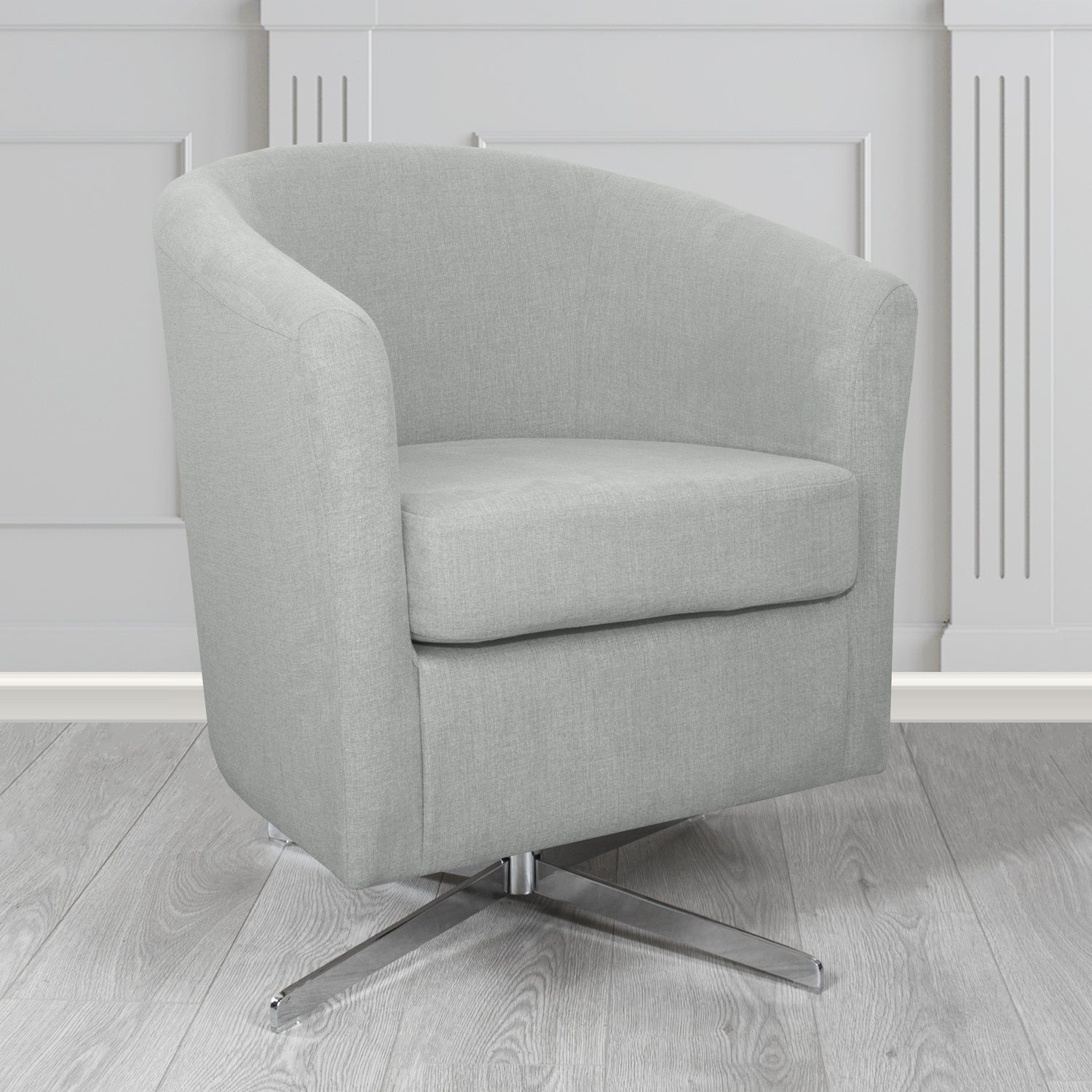 Cannes Swivel Tub Chair in Cristina Marrone Moda Linen Crib 5 Fabric