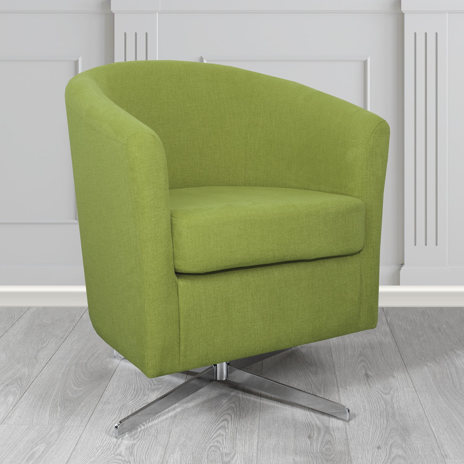 Cannes Swivel Tub Chair in Cristina Marrone Moda Linen Crib 5 Fabric