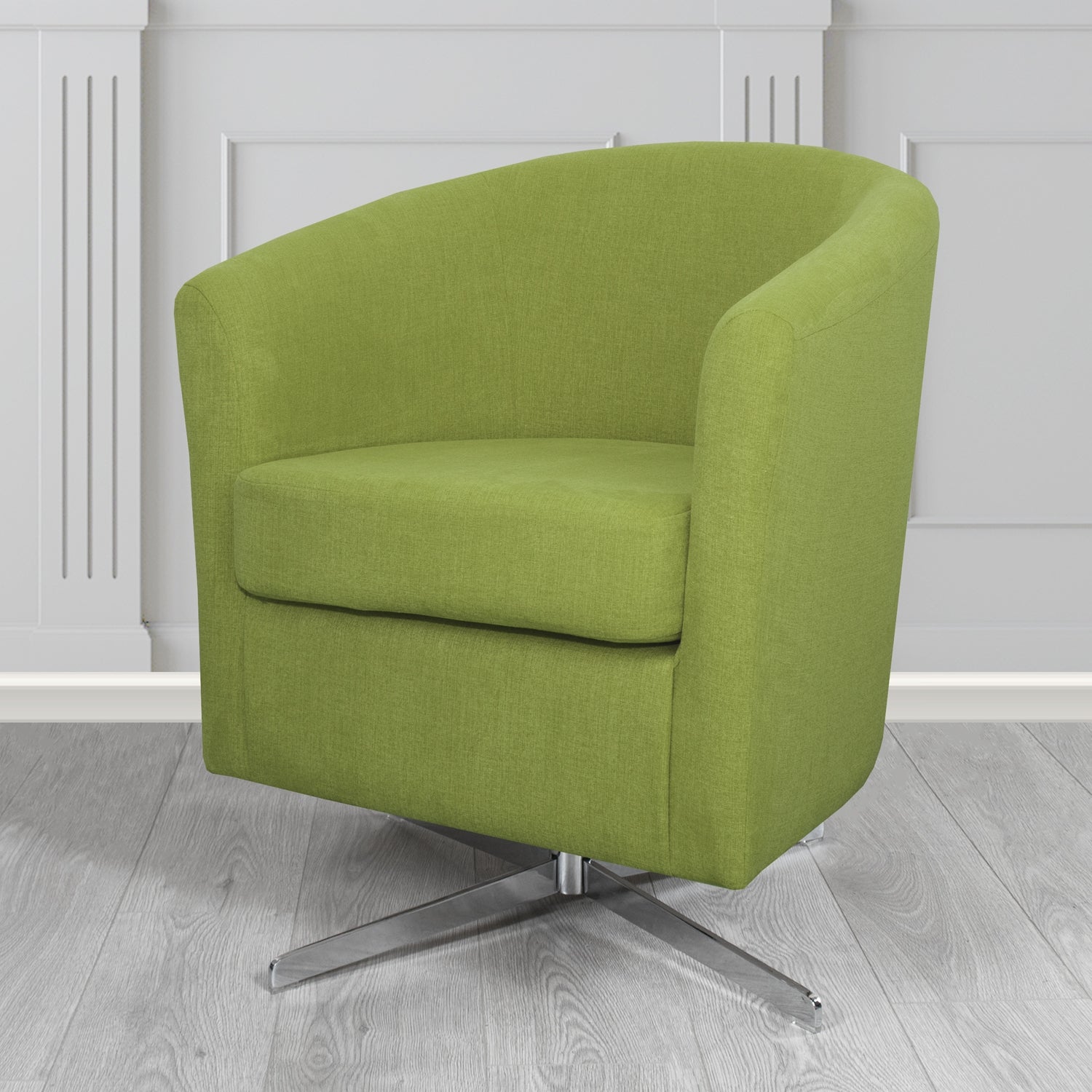 Cannes Swivel Tub Chair in Cristina Marrone Moda Linen Crib 5 Fabric