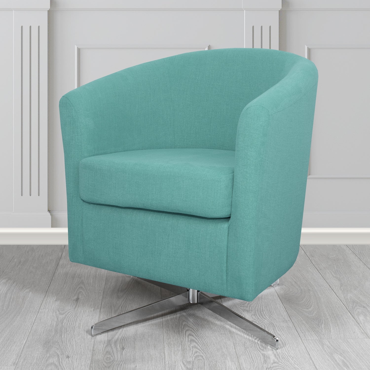 Cannes Swivel Tub Chair in Cristina Marrone Moda Linen Crib 5 Fabric