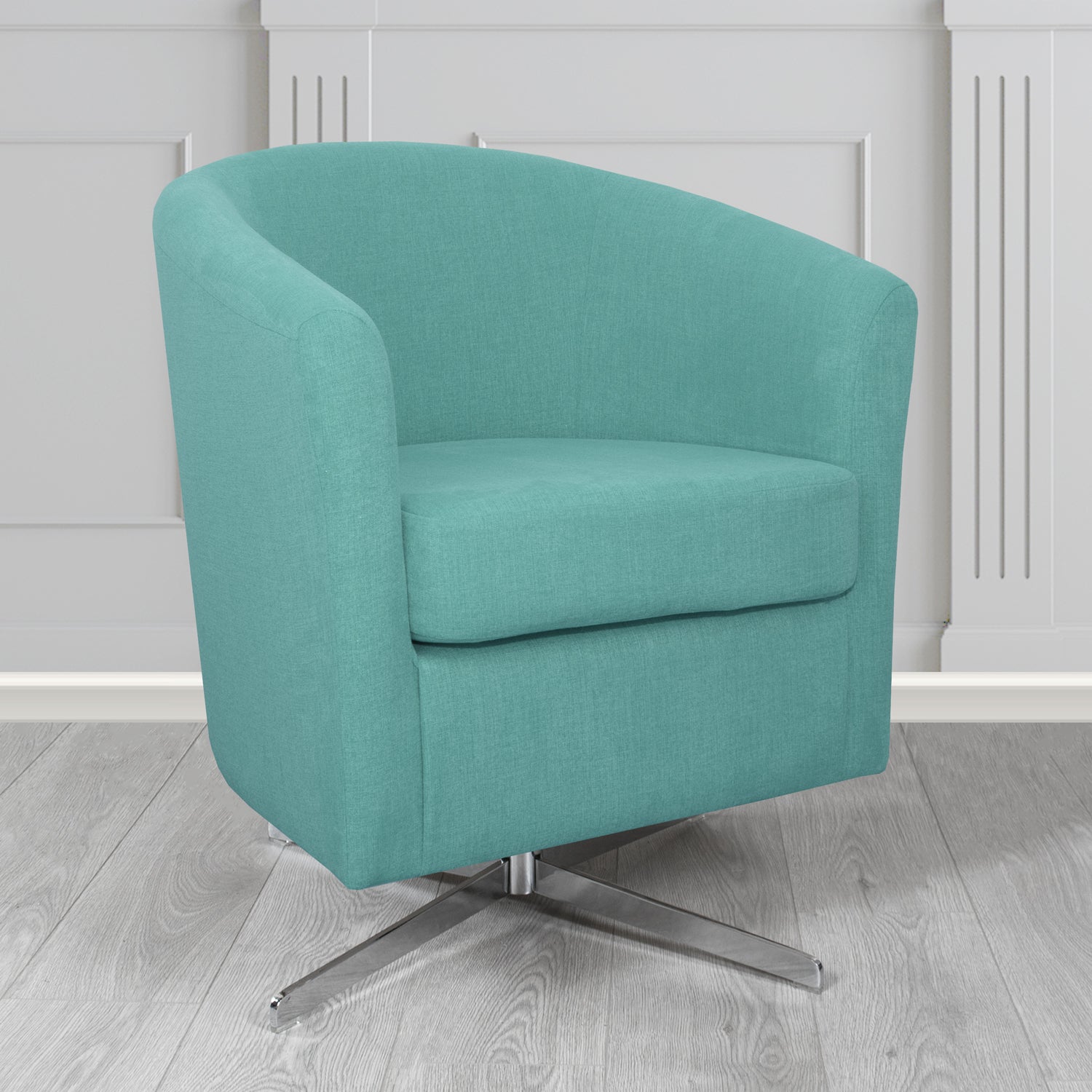 Cannes Swivel Tub Chair in Cristina Marrone Moda Linen Crib 5 Fabric