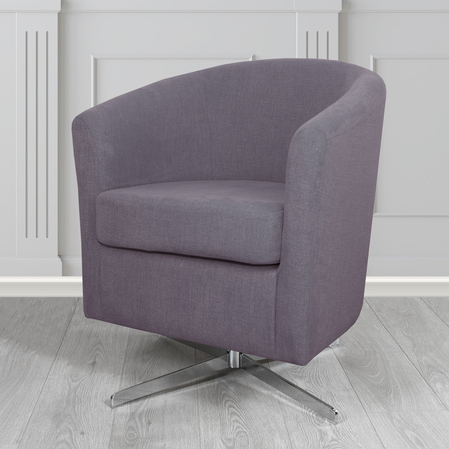 Cannes Swivel Tub Chair in Cristina Marrone Moda Linen Crib 5 Fabric