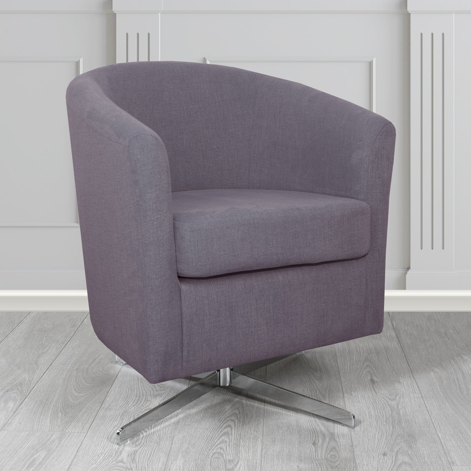 Cannes Swivel Tub Chair in Cristina Marrone Moda Linen Crib 5 Fabric