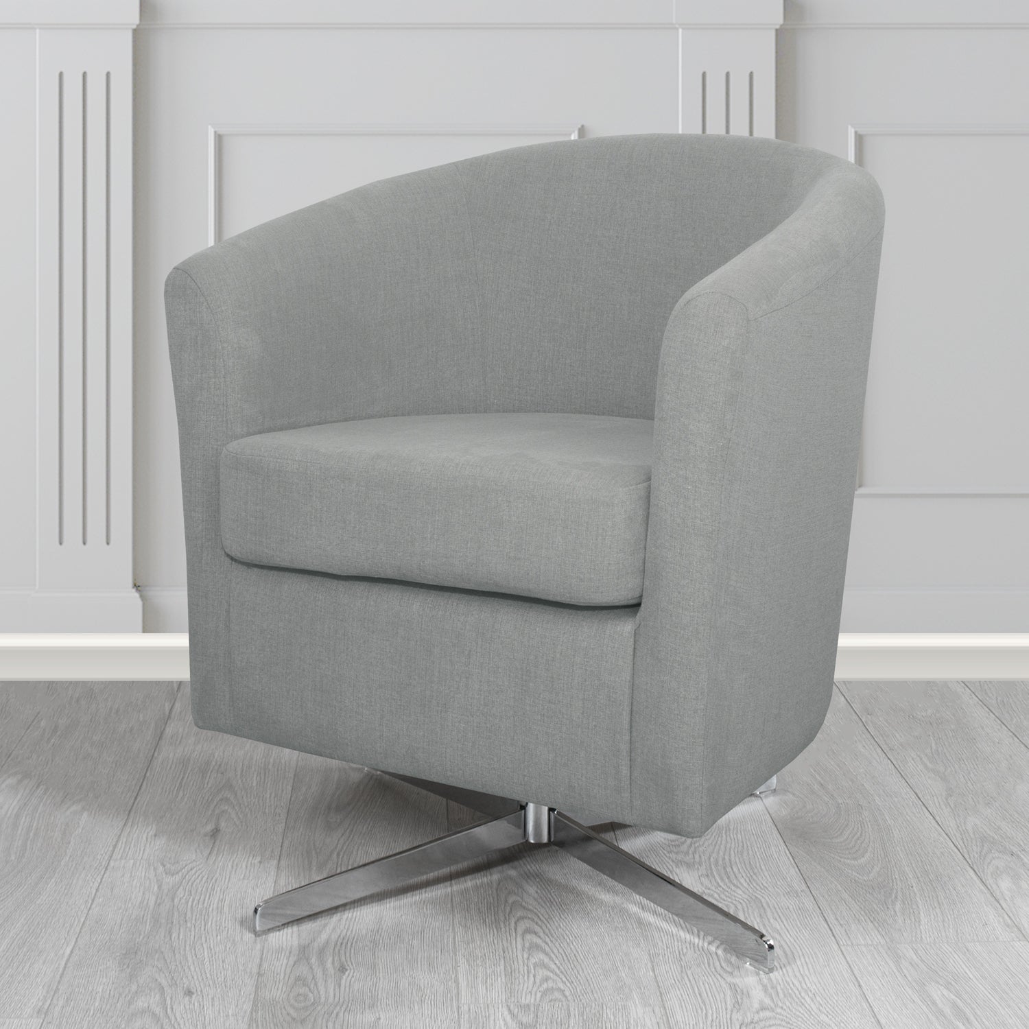Cannes Swivel Tub Chair in Cristina Marrone Moda Linen Crib 5 Fabric