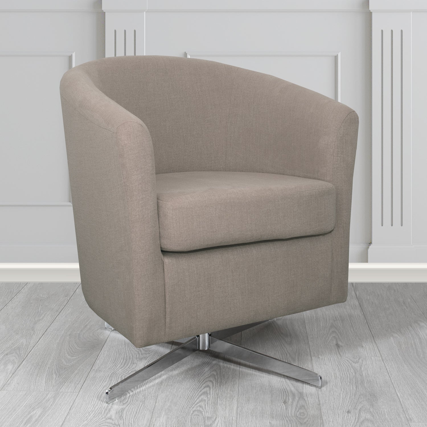 Cannes Swivel Tub Chair in Cristina Marrone Moda Linen Crib 5 Fabric