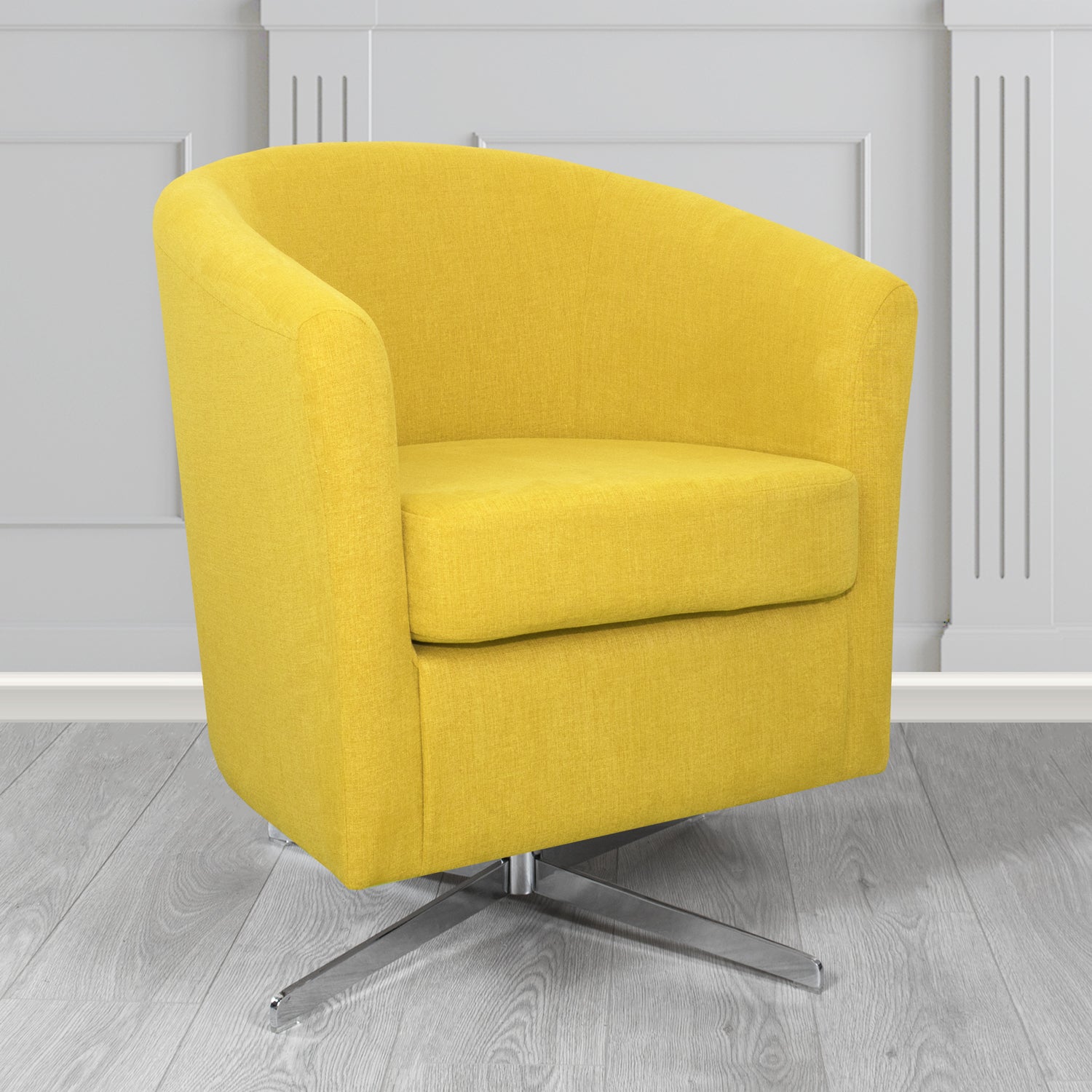 Cannes Swivel Tub Chair in Cristina Marrone Moda Linen Crib 5 Fabric