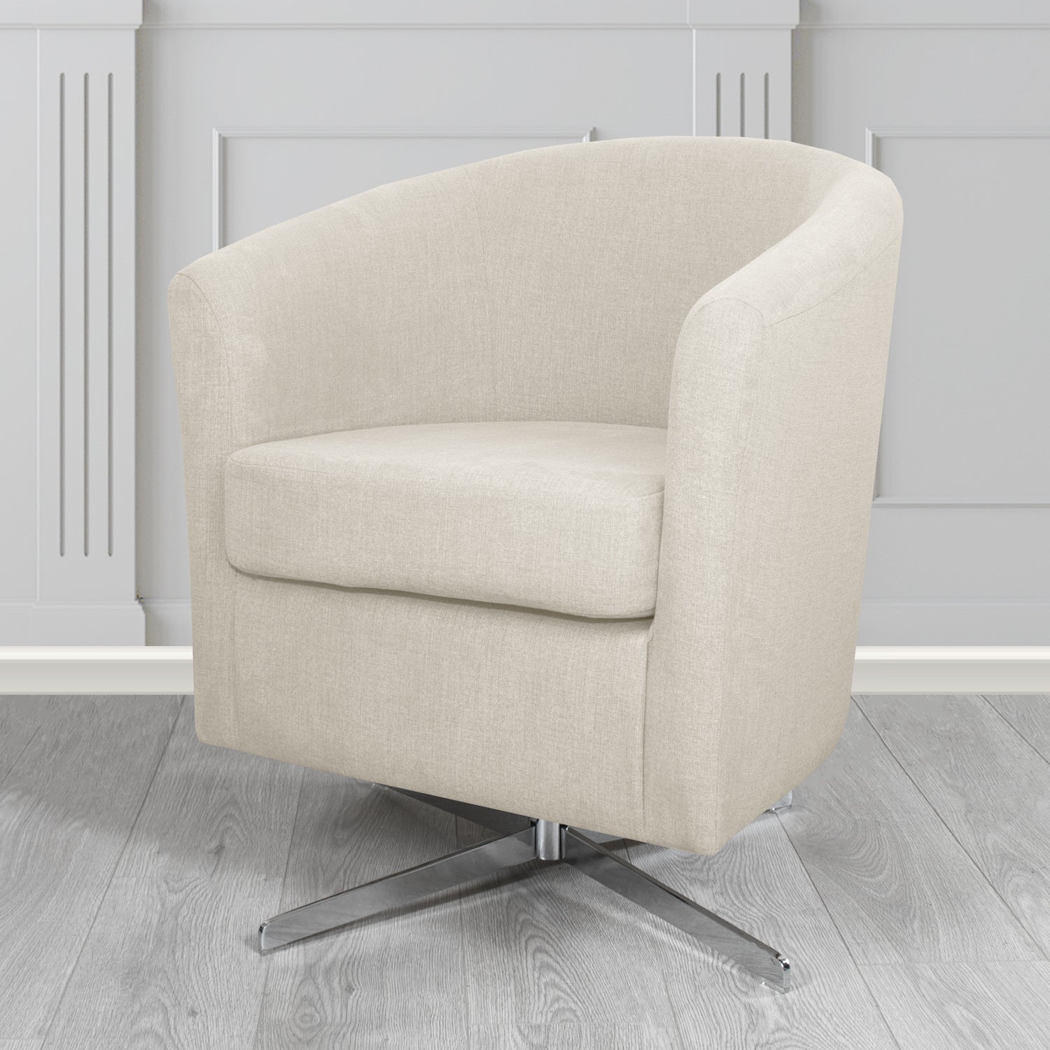Cannes Swivel Tub Chair in Cristina Marrone Moda Linen Crib 5 Fabric