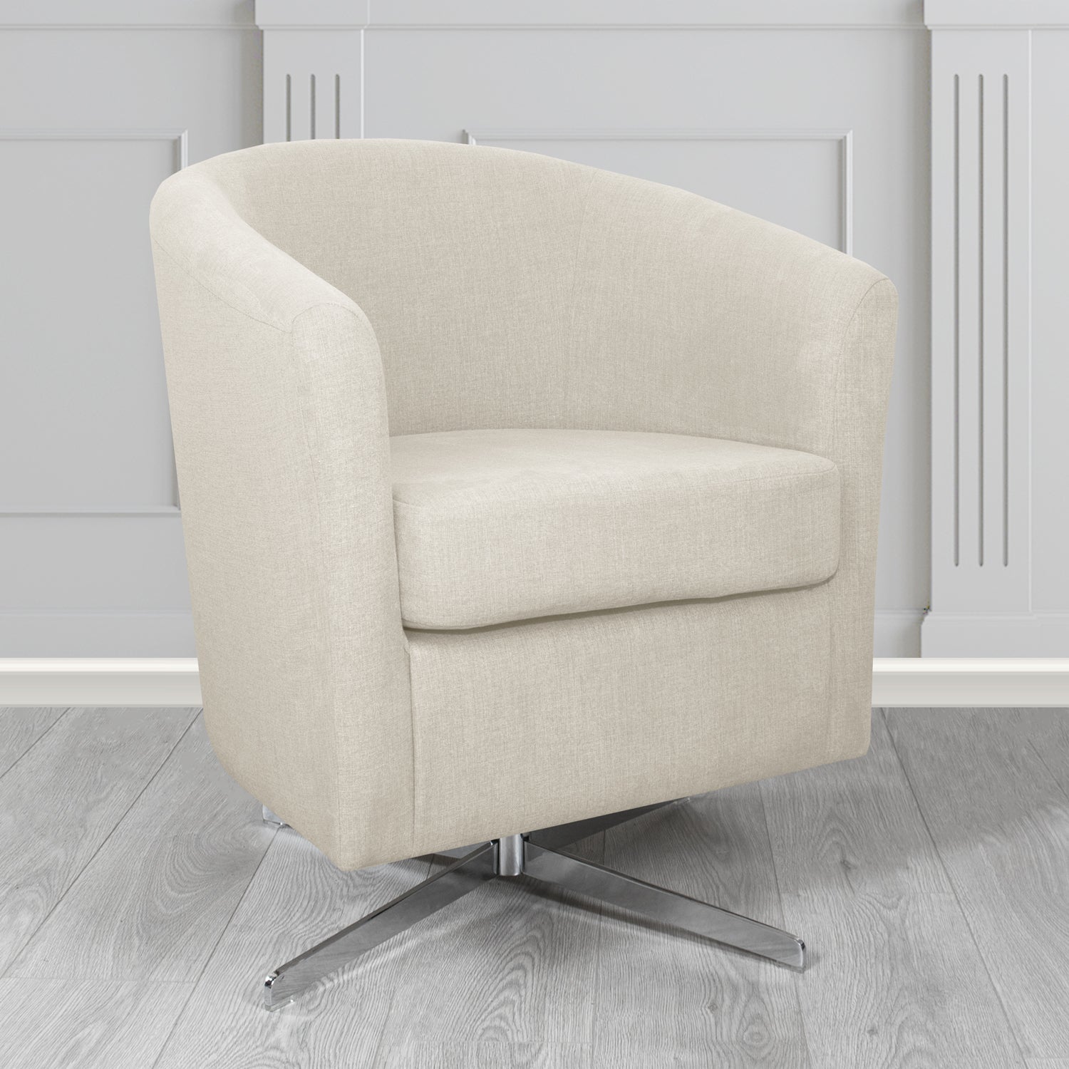 Cannes Swivel Tub Chair in Cristina Marrone Moda Linen Crib 5 Fabric