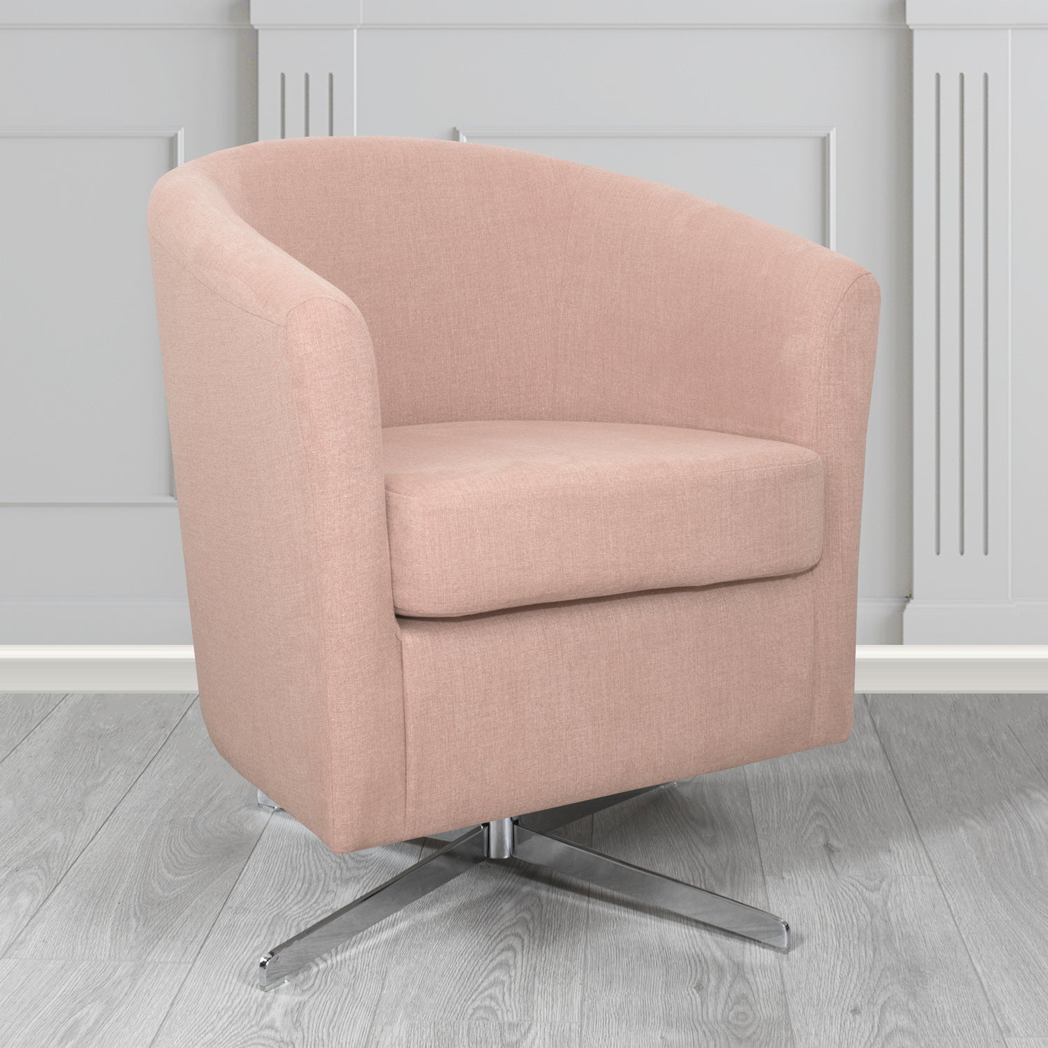 Cannes Swivel Tub Chair in Cristina Marrone Moda Linen Crib 5 Fabric