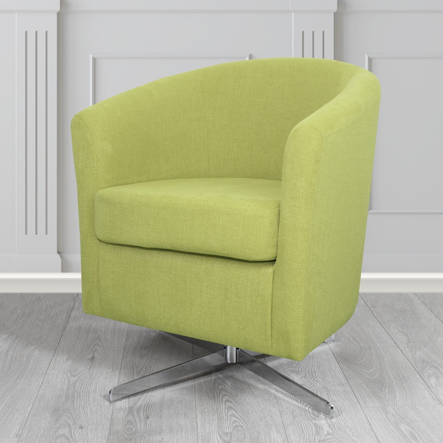 Cannes Swivel Tub Chair in Cristina Marrone Moda Linen Crib 5 Fabric