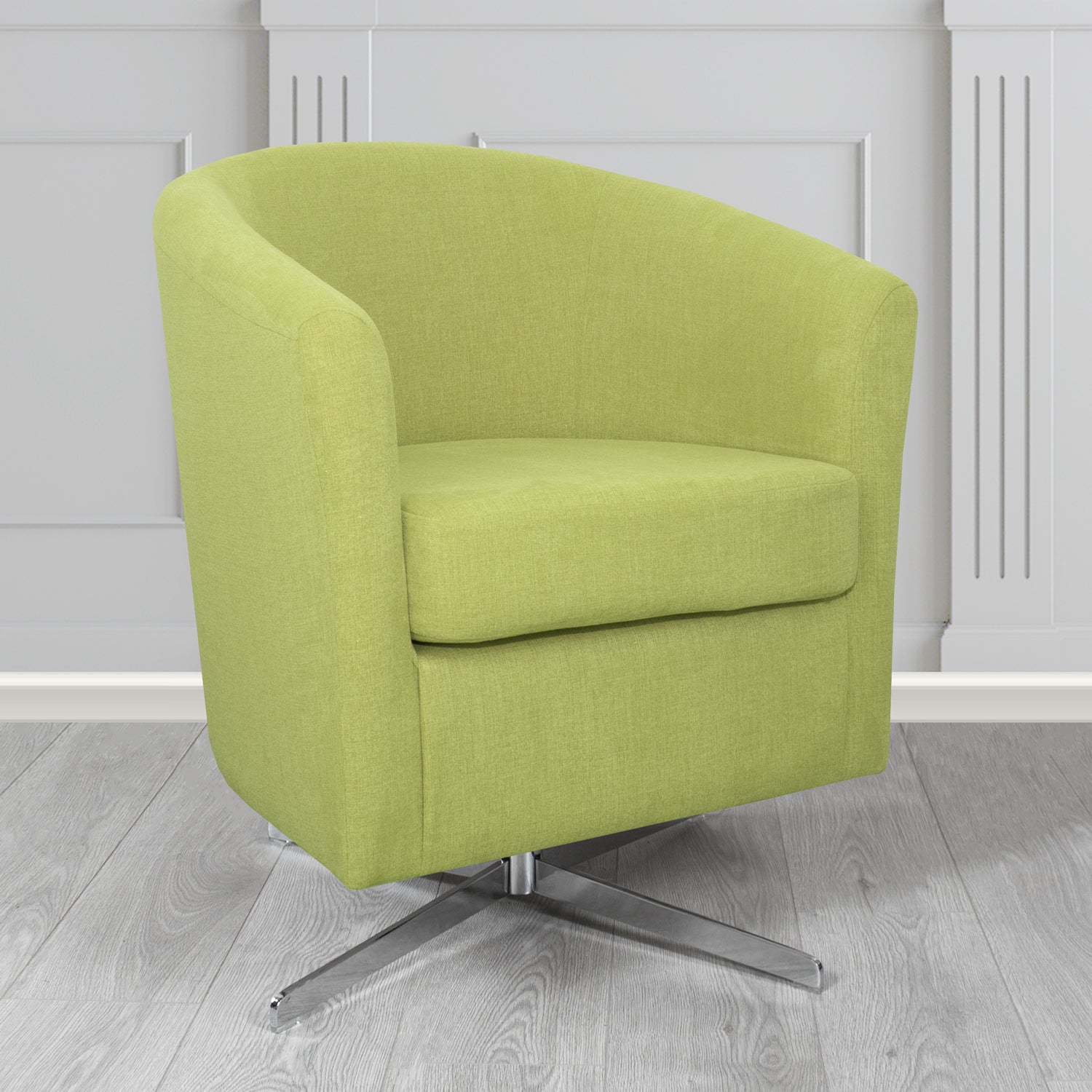 Cannes Swivel Tub Chair in Cristina Marrone Moda Linen Crib 5 Fabric