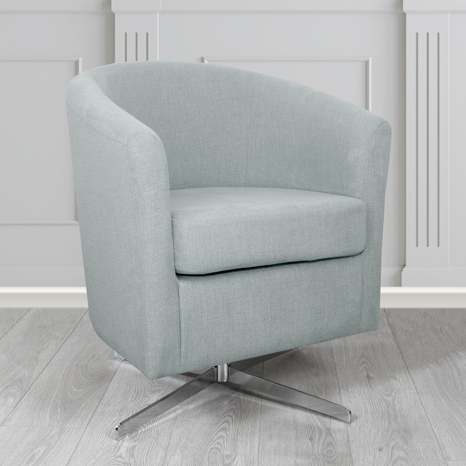 Cannes Swivel Tub Chair in Cristina Marrone Moda Linen Crib 5 Fabric