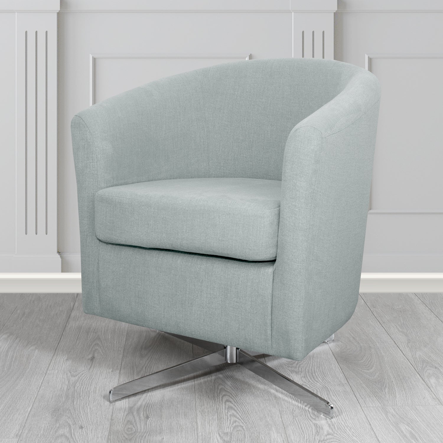 Cannes Swivel Tub Chair in Cristina Marrone Moda Linen Crib 5 Fabric