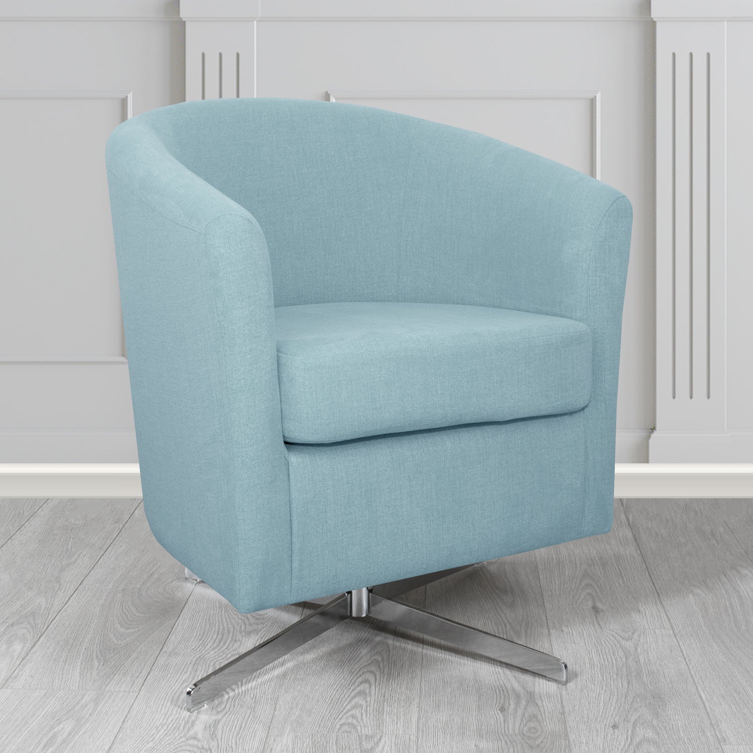Cannes Swivel Tub Chair in Cristina Marrone Moda Linen Crib 5 Fabric