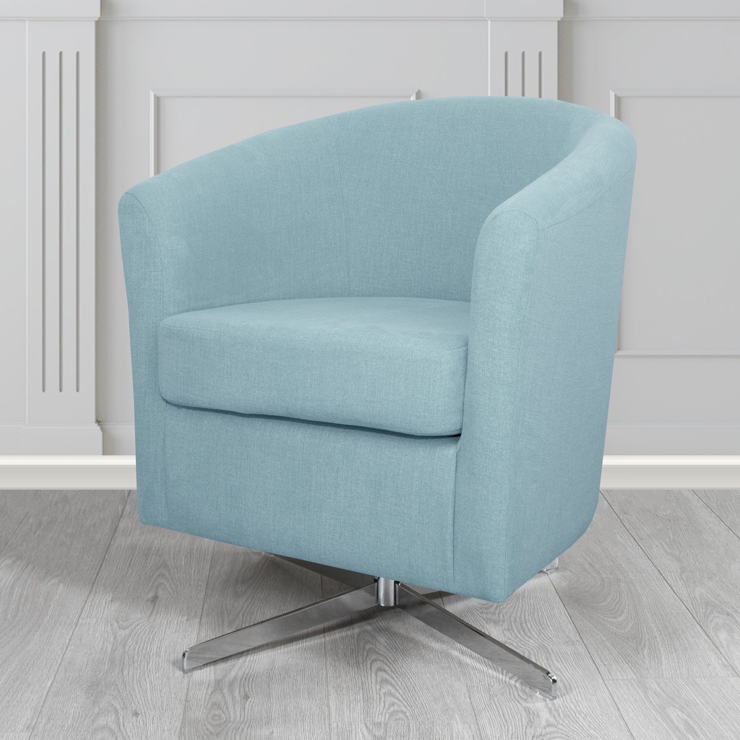 Cannes Swivel Tub Chair in Cristina Marrone Moda Linen Crib 5 Fabric