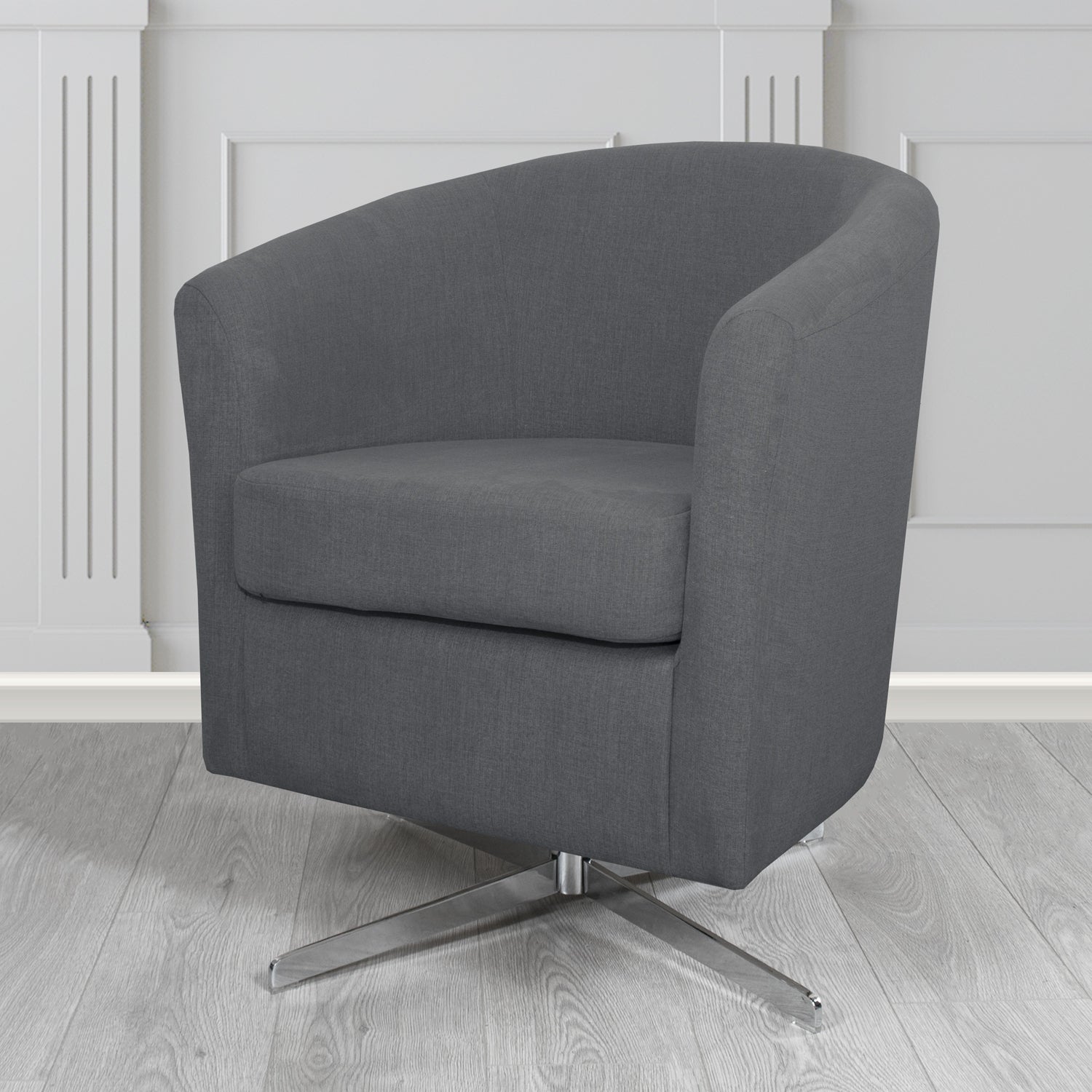 Cannes Swivel Tub Chair in Cristina Marrone Moda Linen Crib 5 Fabric