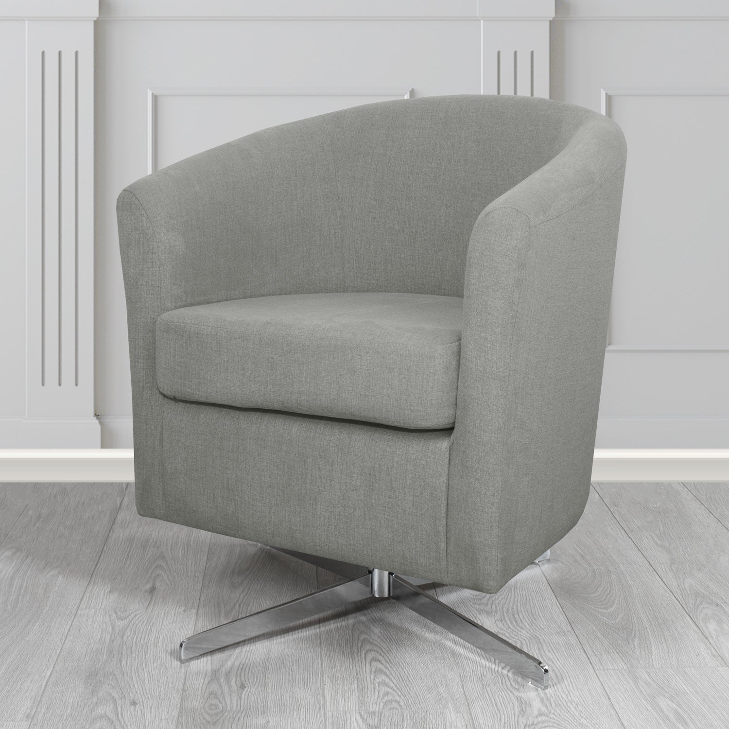 Cannes Swivel Tub Chair in Cristina Marrone Moda Linen Crib 5 Fabric