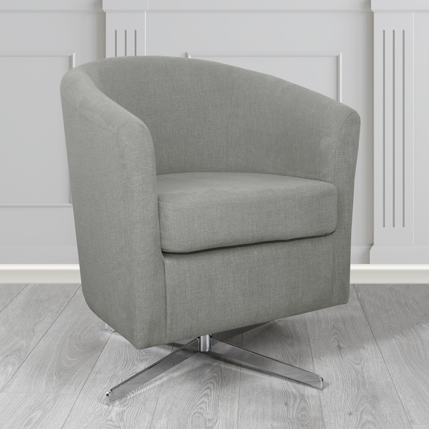 Cannes Swivel Tub Chair in Cristina Marrone Moda Linen Crib 5 Fabric