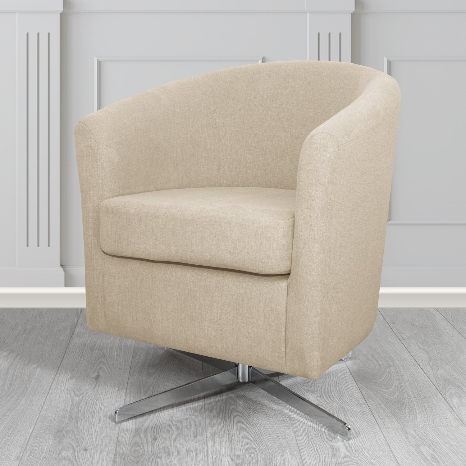 Cannes Swivel Tub Chair in Cristina Marrone Moda Linen Crib 5 Fabric