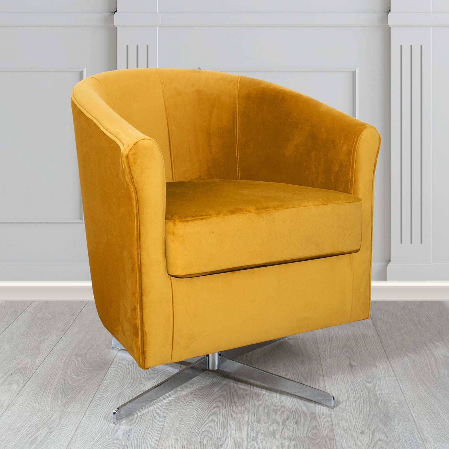 Cannes Swivel Tub Chair in Tubz Monaco Plush Velvet Fabric